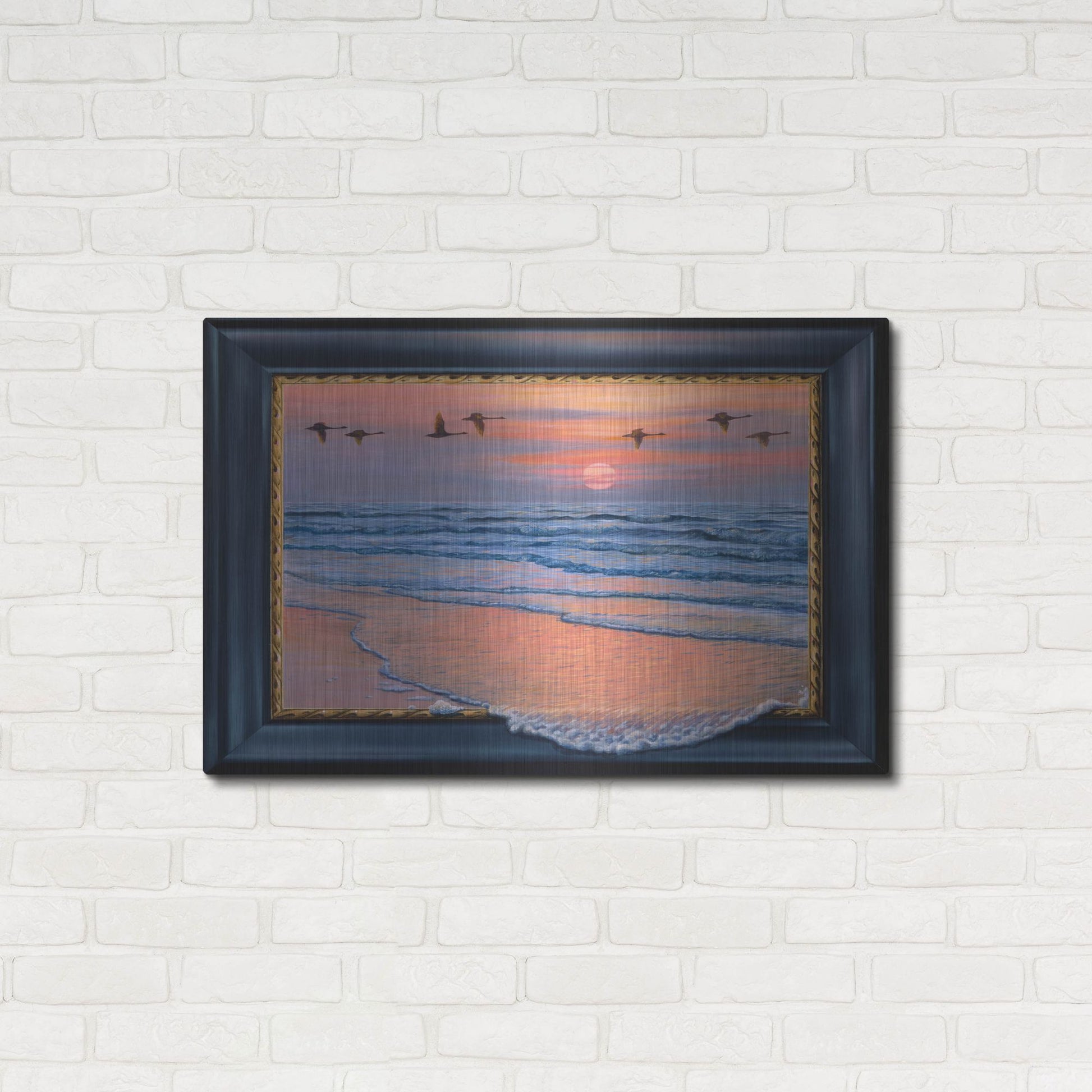 Luxe Metal Art 'Sundown With Swans' by Harro Maass, Metal Wall Art,36x24