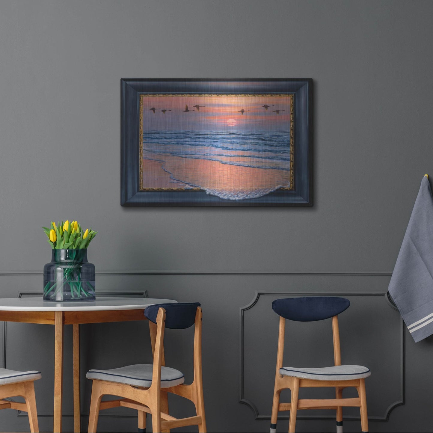 Luxe Metal Art 'Sundown With Swans' by Harro Maass, Metal Wall Art,36x24