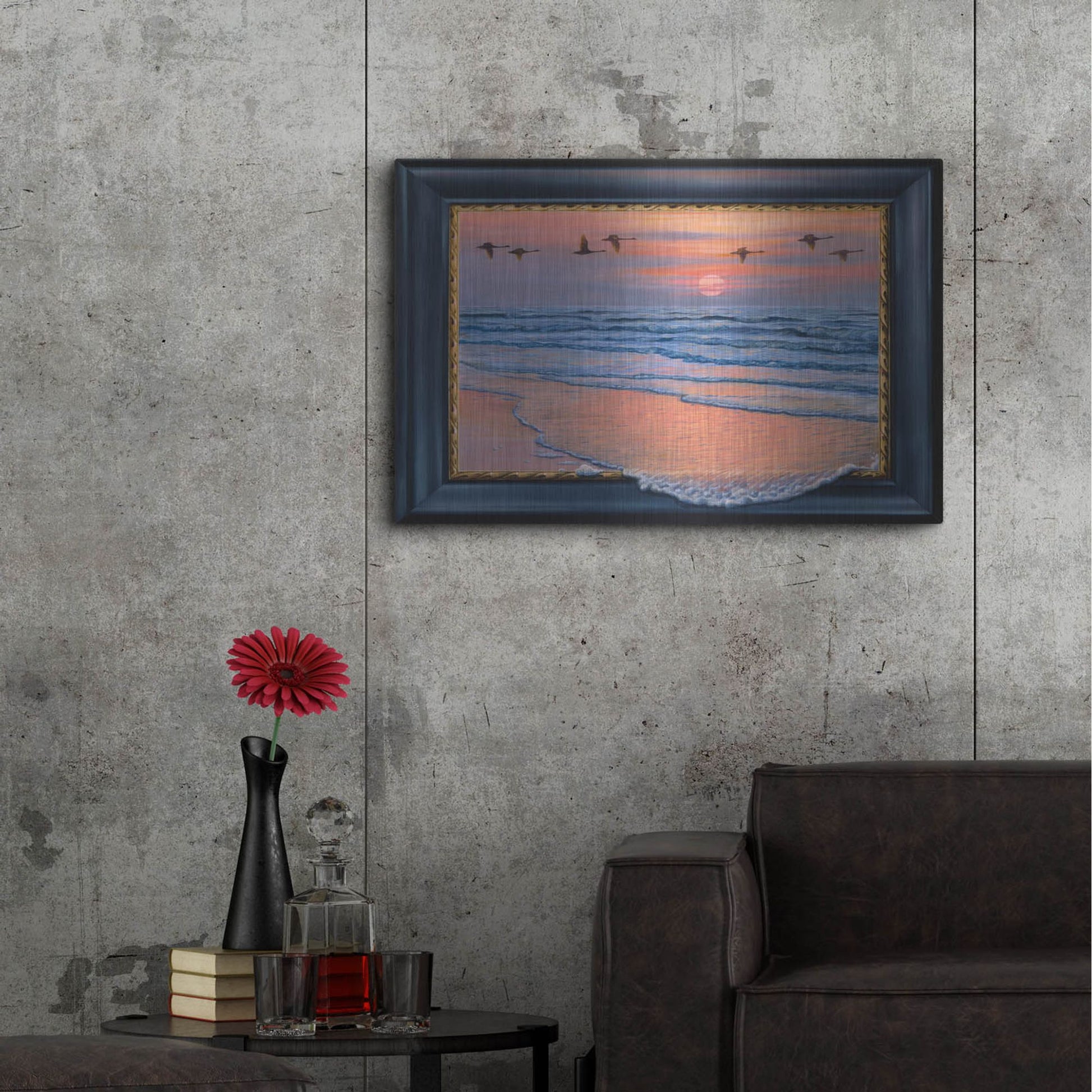 Luxe Metal Art 'Sundown With Swans' by Harro Maass, Metal Wall Art,36x24