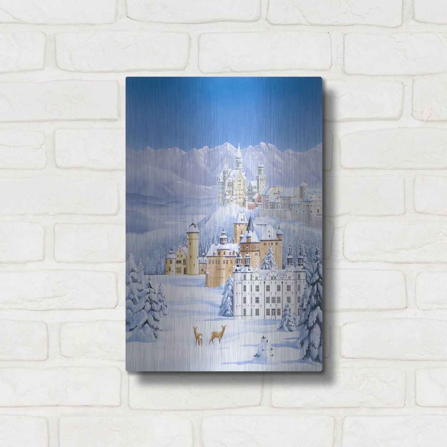 Luxe Metal Art 'German Castles In Winter' by Harro Maass, Metal Wall Art,12x16