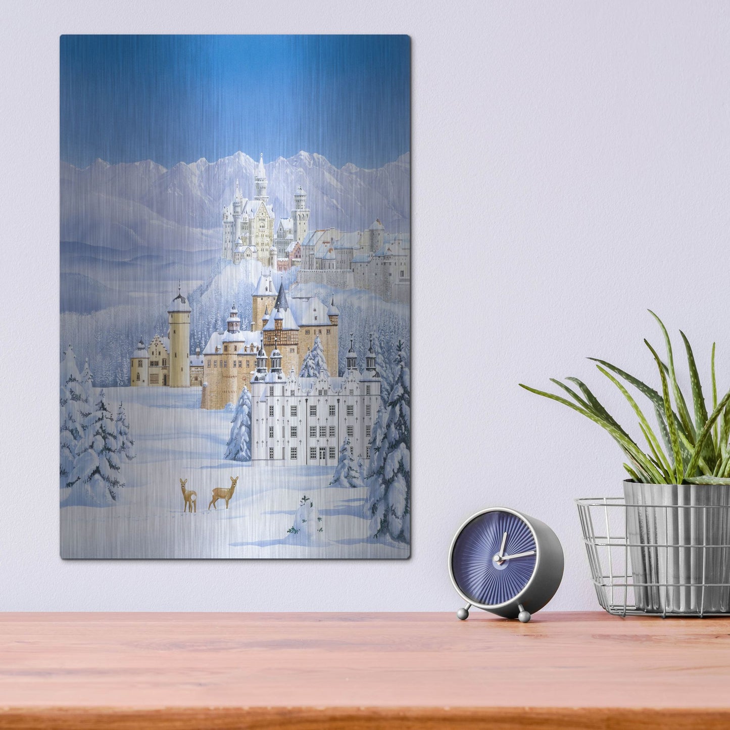 Luxe Metal Art 'German Castles In Winter' by Harro Maass, Metal Wall Art,12x16