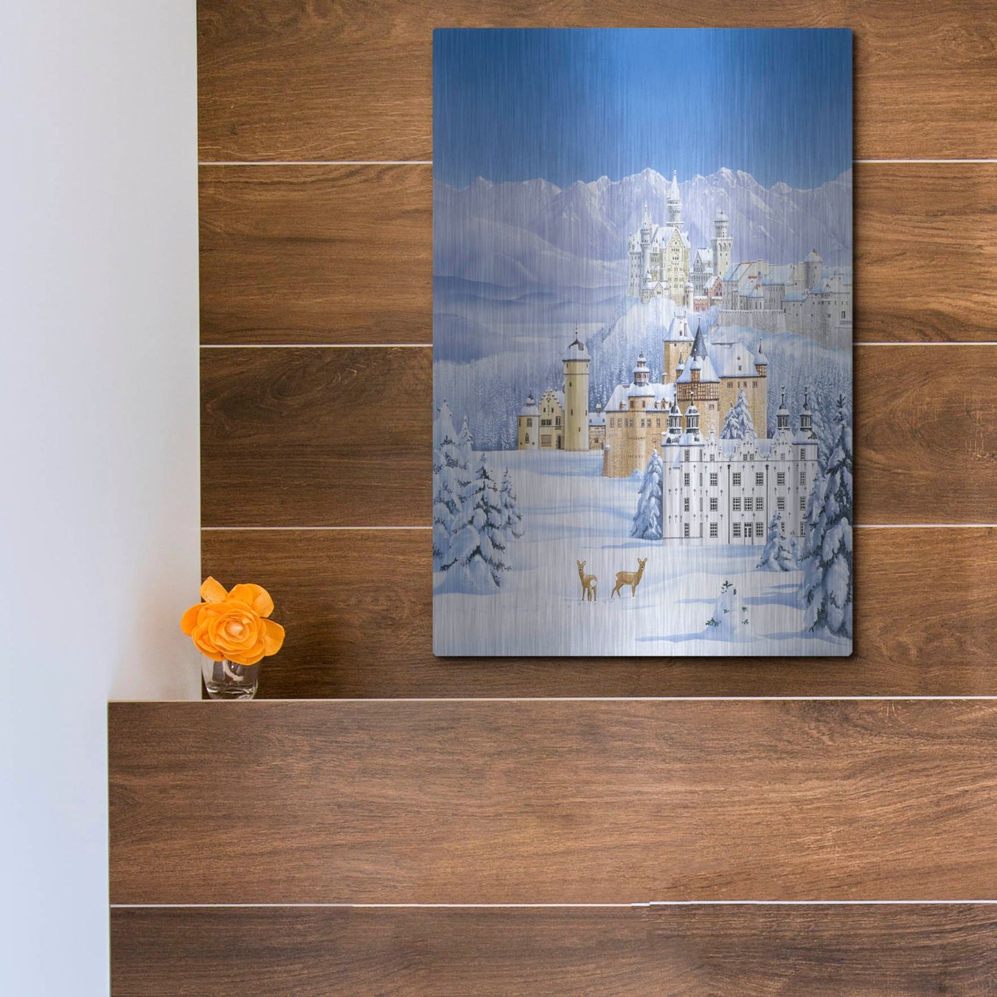 Luxe Metal Art 'German Castles In Winter' by Harro Maass, Metal Wall Art,12x16