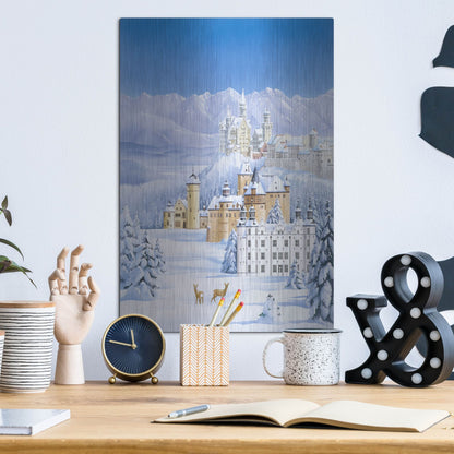 Luxe Metal Art 'German Castles In Winter' by Harro Maass, Metal Wall Art,12x16