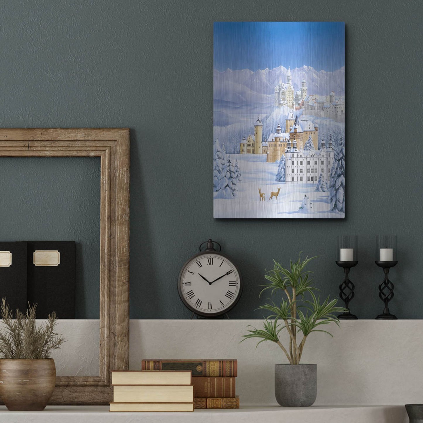 Luxe Metal Art 'German Castles In Winter' by Harro Maass, Metal Wall Art,12x16