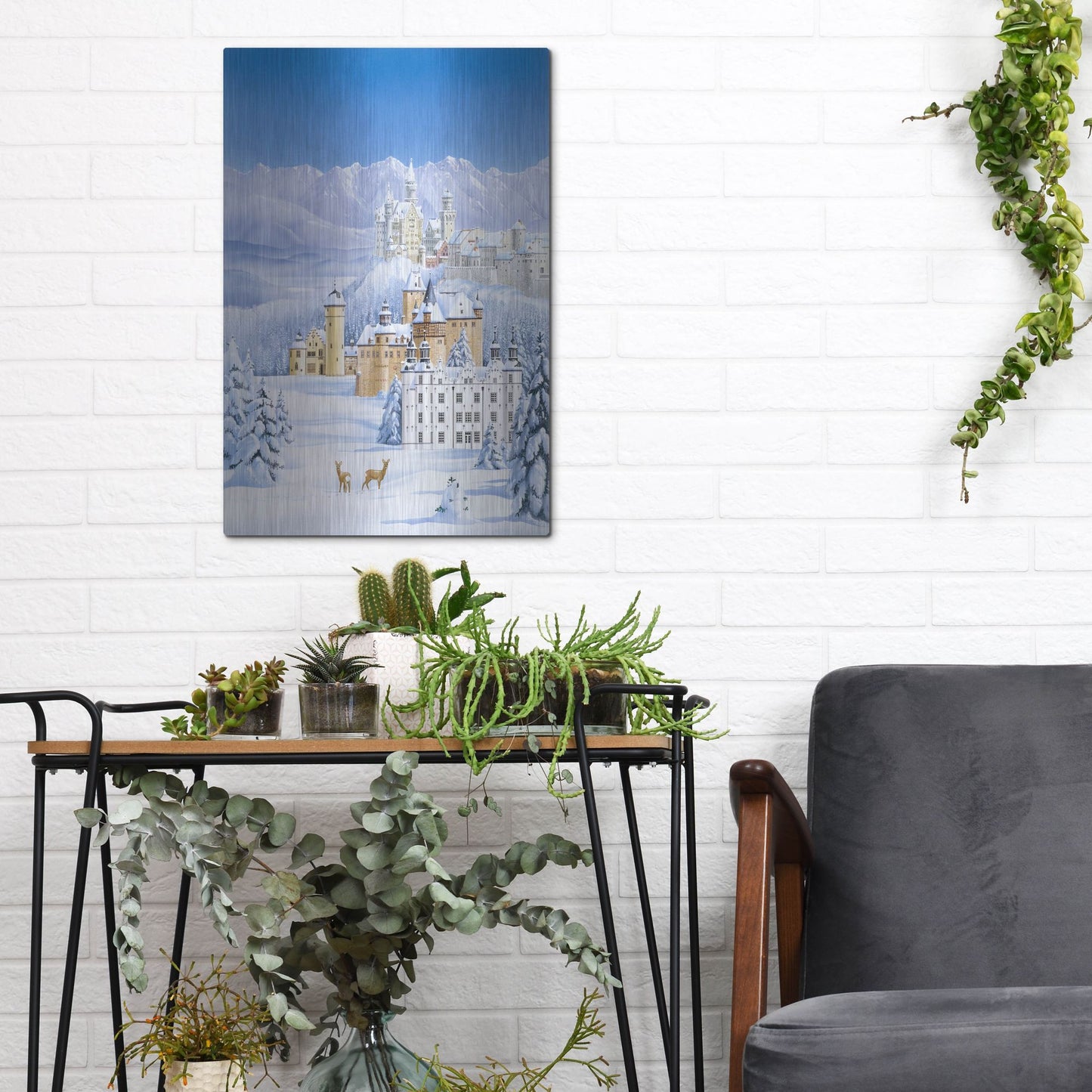 Luxe Metal Art 'German Castles In Winter' by Harro Maass, Metal Wall Art,12x16