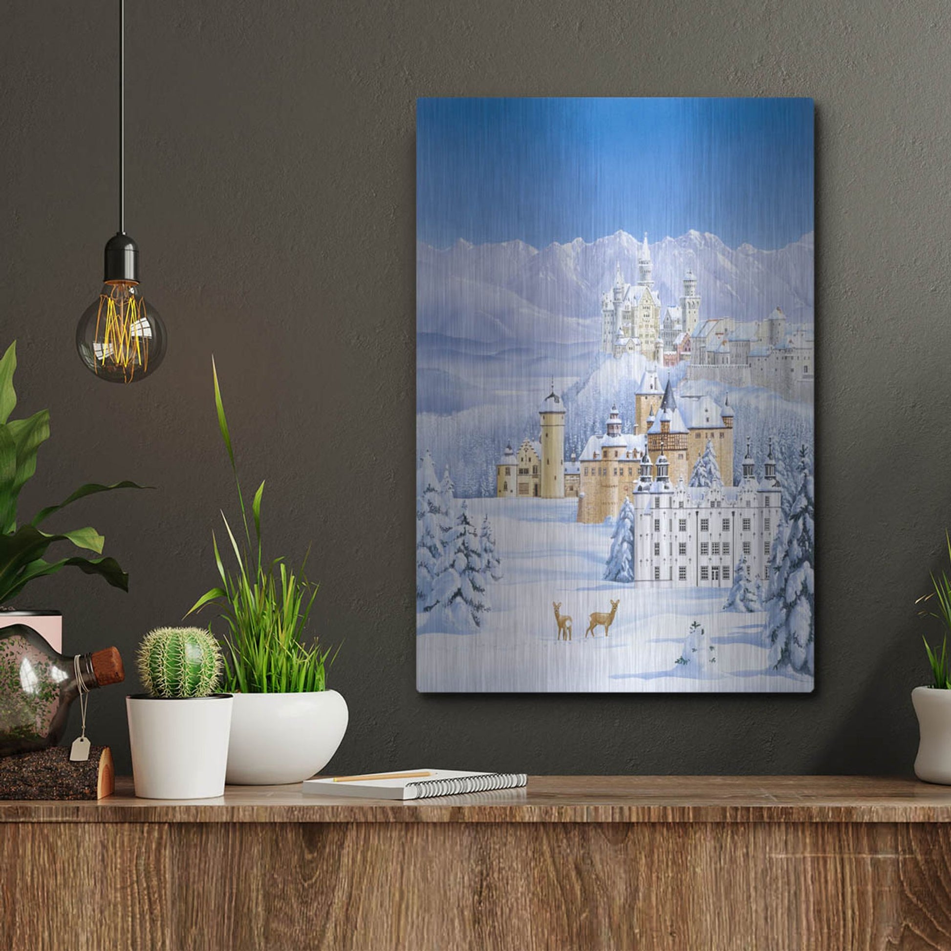 Luxe Metal Art 'German Castles In Winter' by Harro Maass, Metal Wall Art,12x16