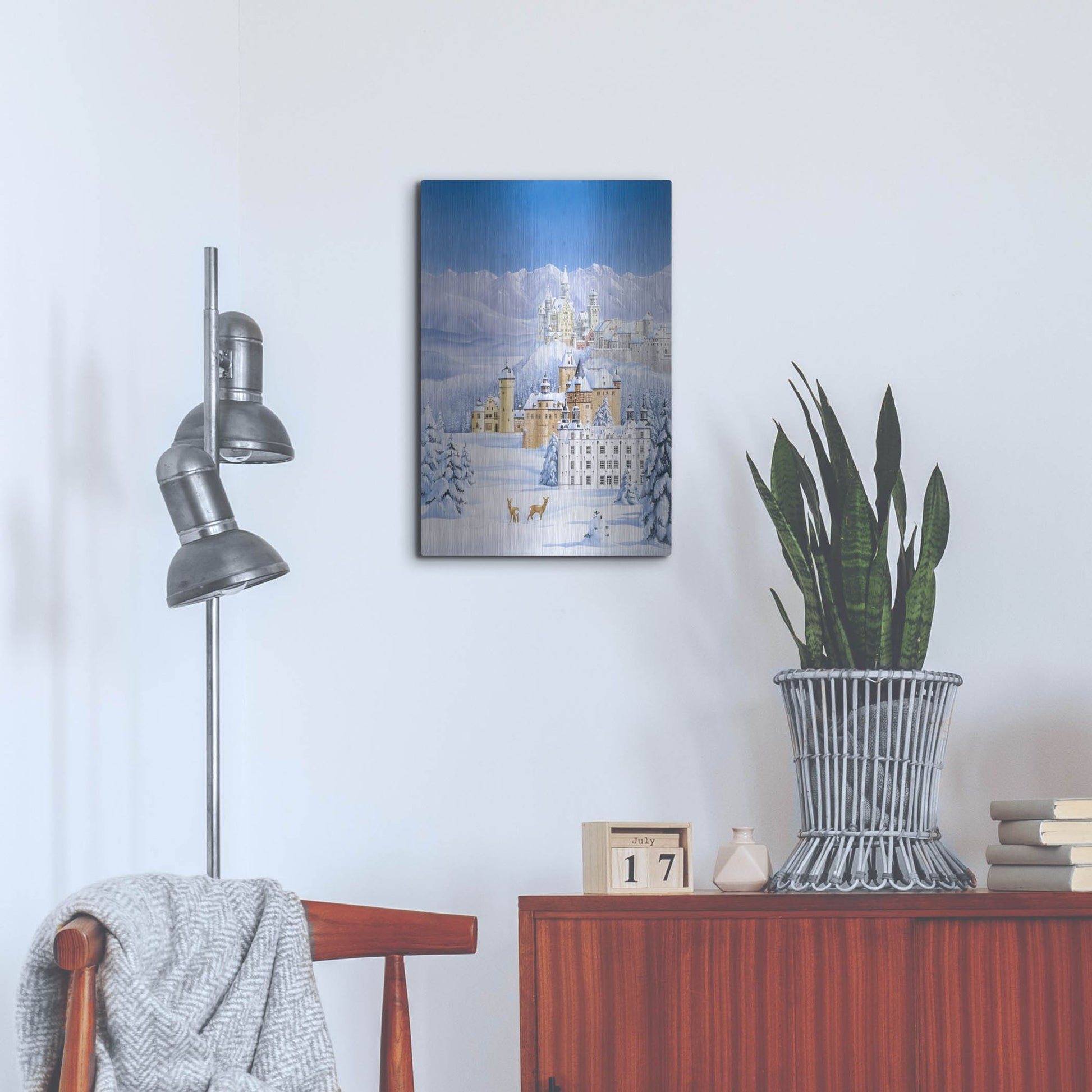 Luxe Metal Art 'German Castles In Winter' by Harro Maass, Metal Wall Art,16x24