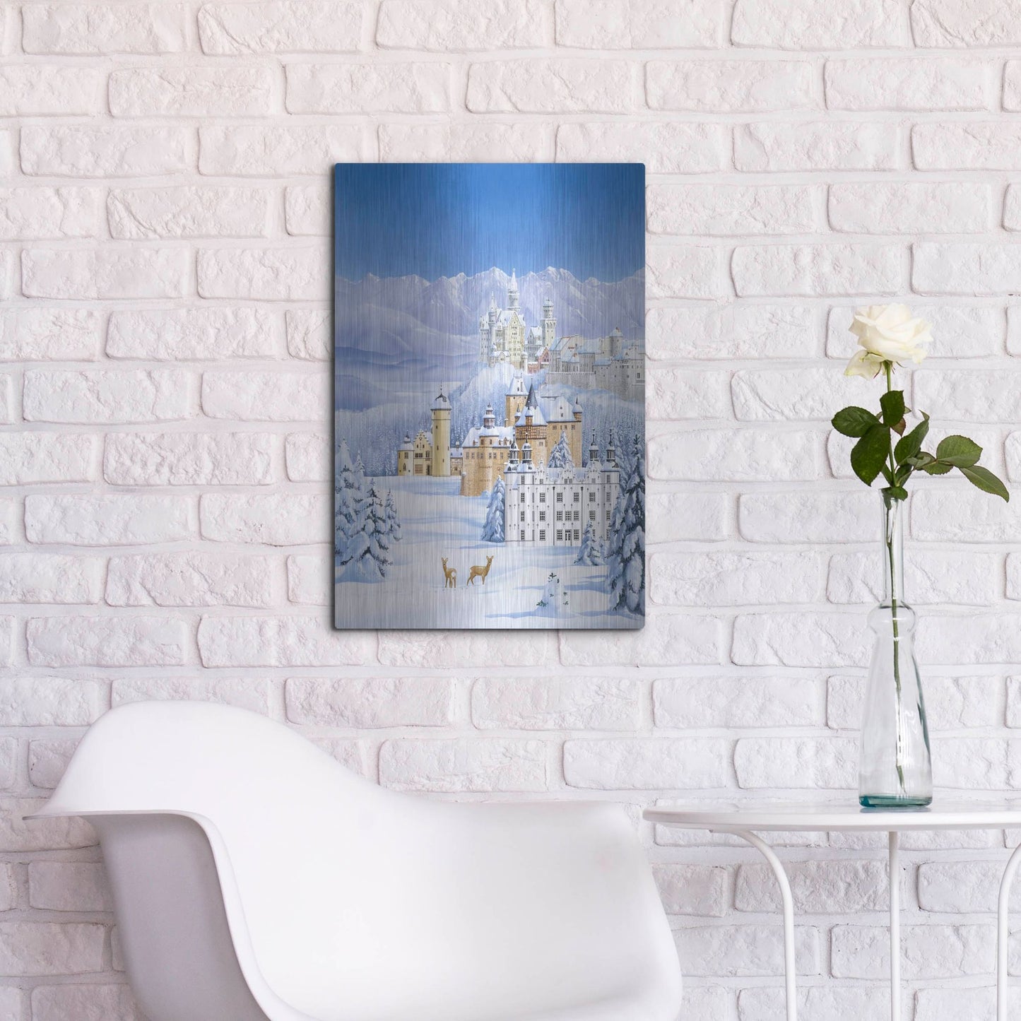 Luxe Metal Art 'German Castles In Winter' by Harro Maass, Metal Wall Art,16x24