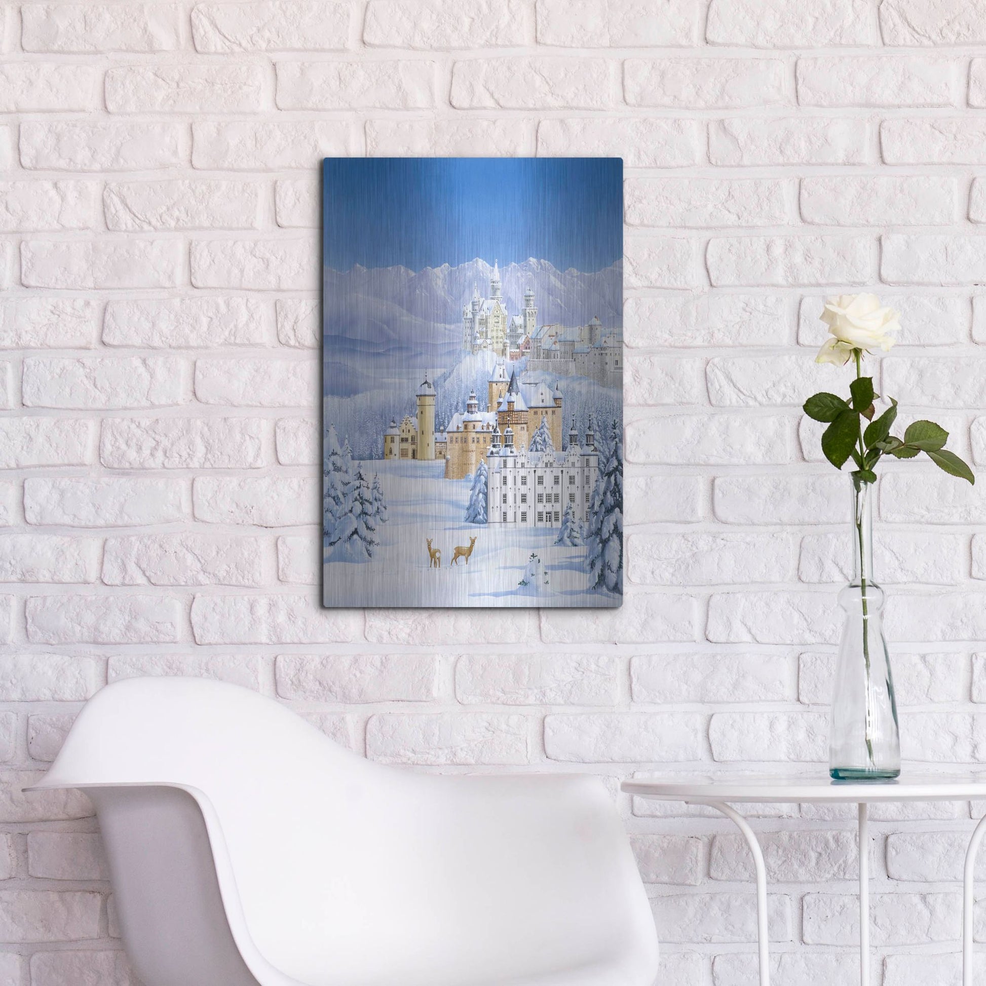 Luxe Metal Art 'German Castles In Winter' by Harro Maass, Metal Wall Art,16x24