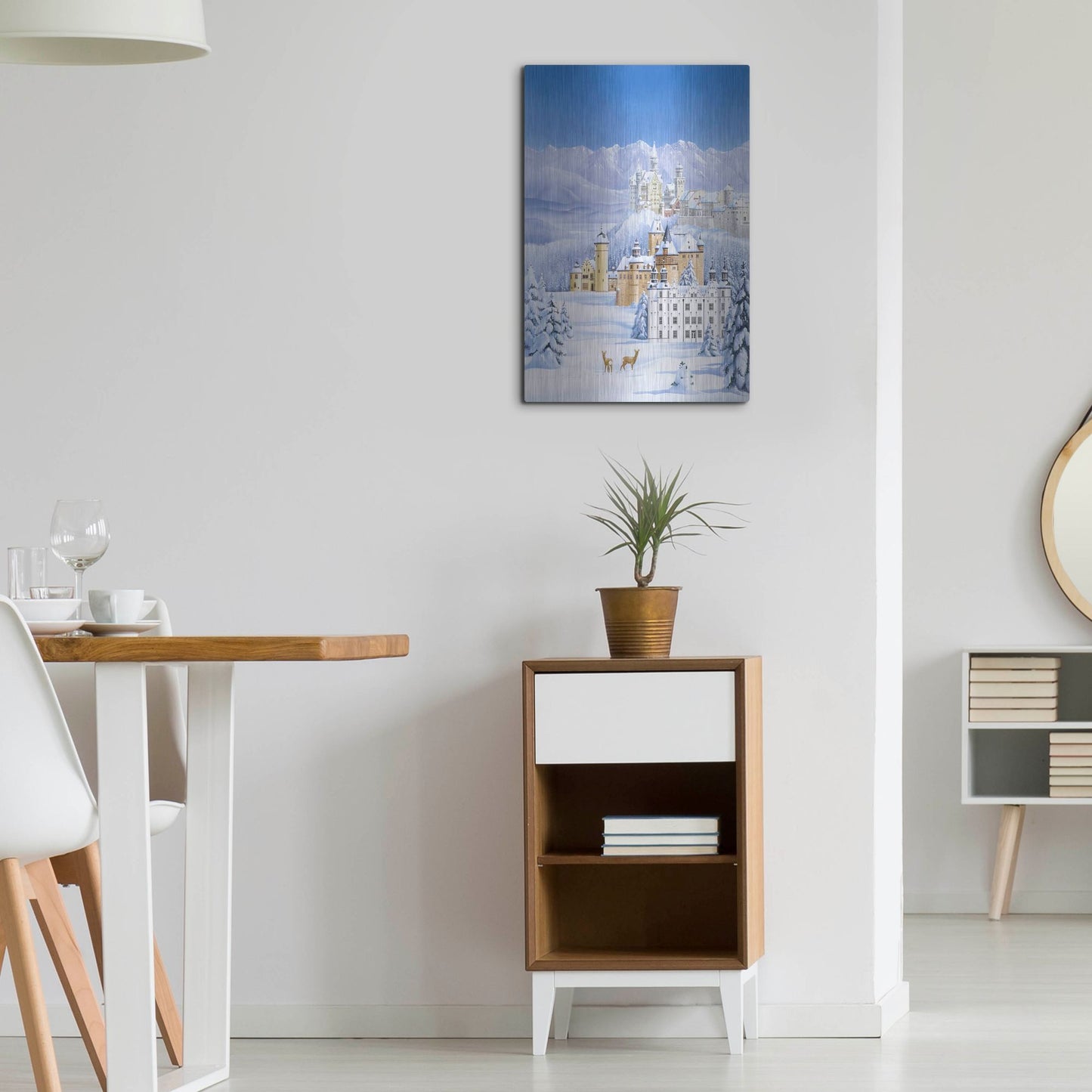 Luxe Metal Art 'German Castles In Winter' by Harro Maass, Metal Wall Art,16x24