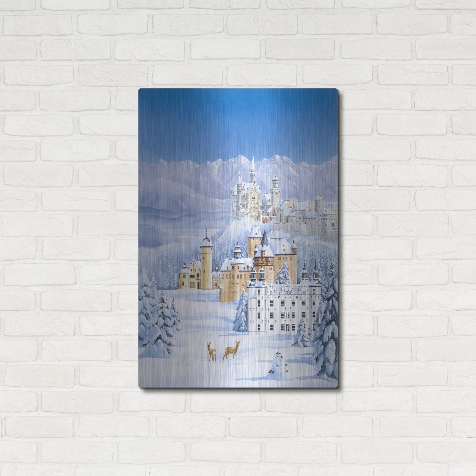 Luxe Metal Art 'German Castles In Winter' by Harro Maass, Metal Wall Art,24x36