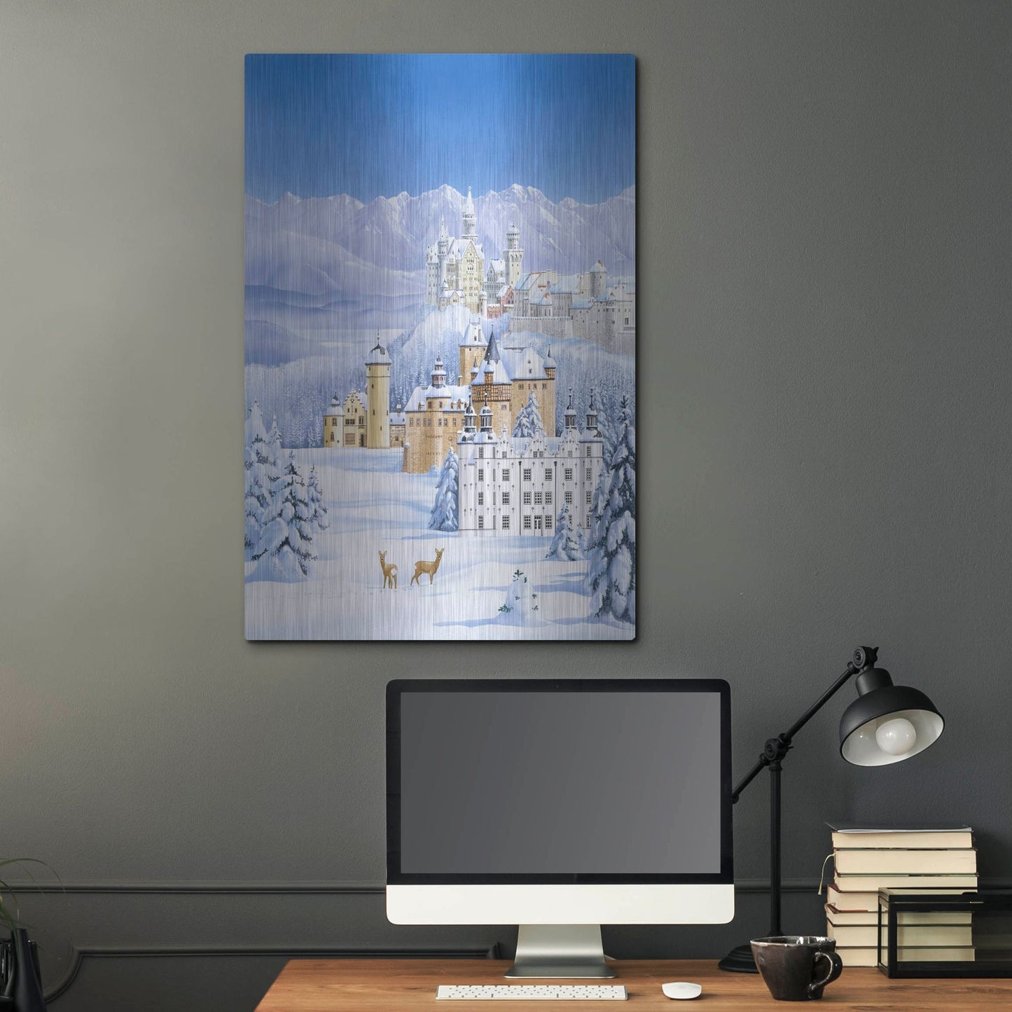 Luxe Metal Art 'German Castles In Winter' by Harro Maass, Metal Wall Art,24x36