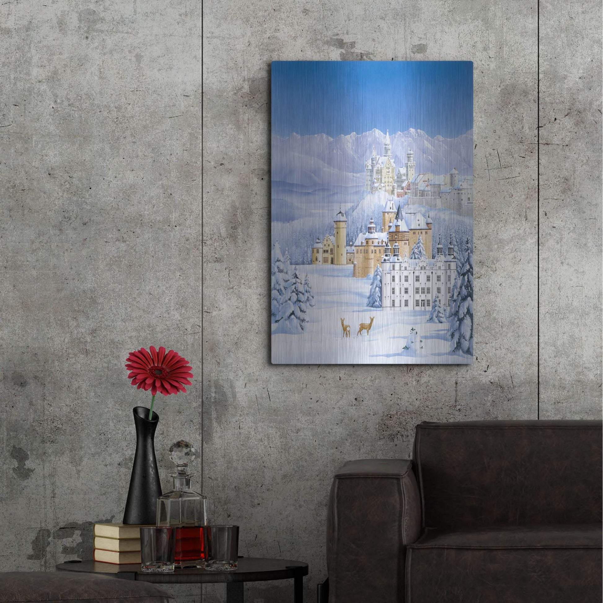 Luxe Metal Art 'German Castles In Winter' by Harro Maass, Metal Wall Art,24x36