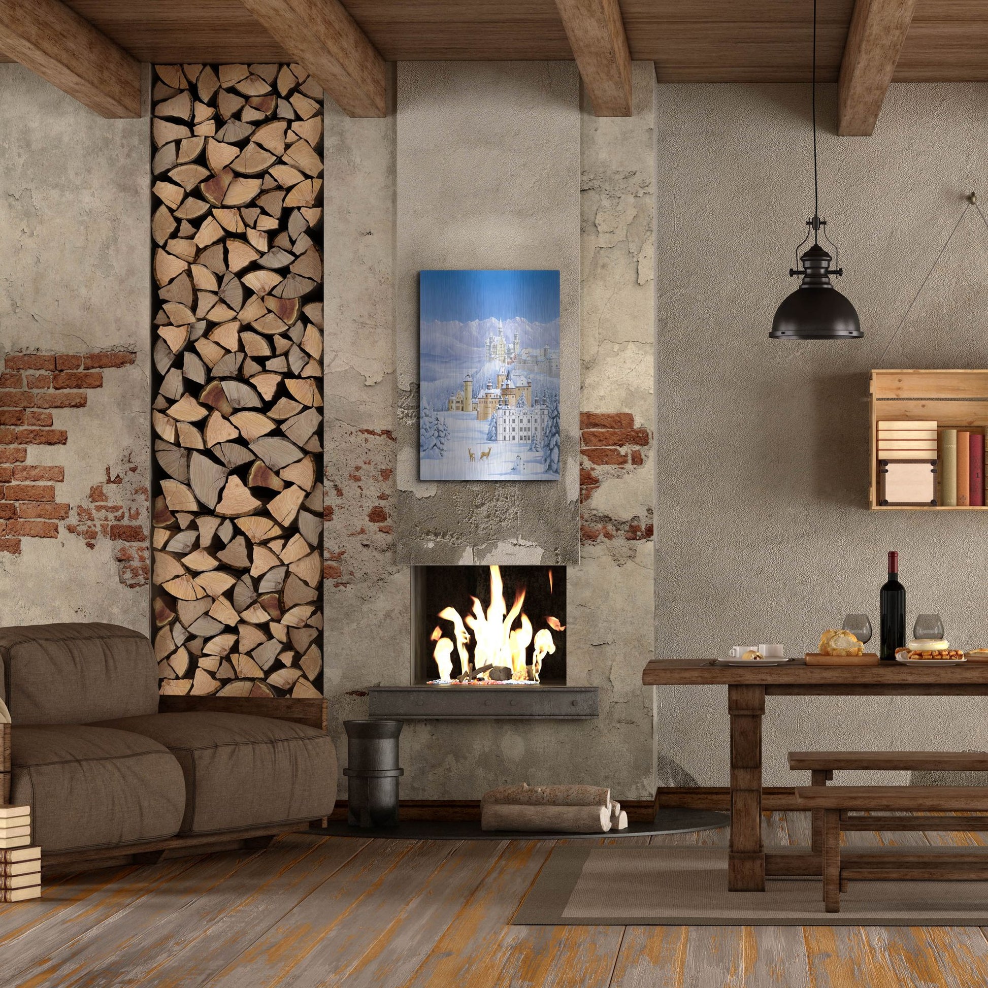 Luxe Metal Art 'German Castles In Winter' by Harro Maass, Metal Wall Art,24x36