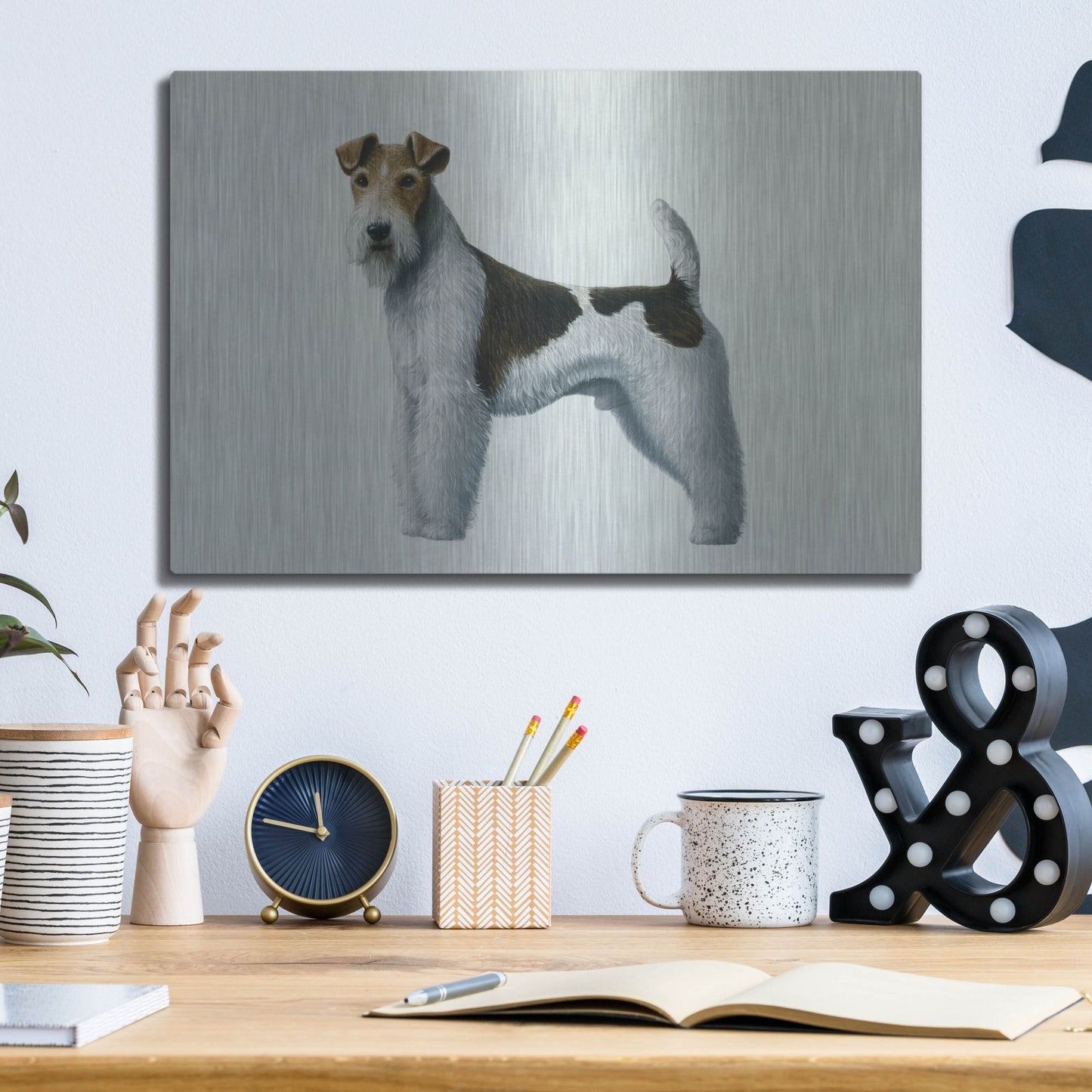 Luxe Metal Art 'Fox Terrier' by Harro Maass, Metal Wall Art,16x12