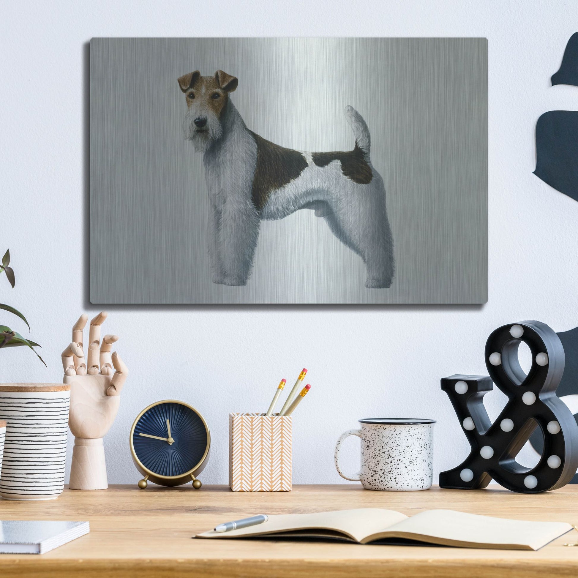 Luxe Metal Art 'Fox Terrier' by Harro Maass, Metal Wall Art,16x12