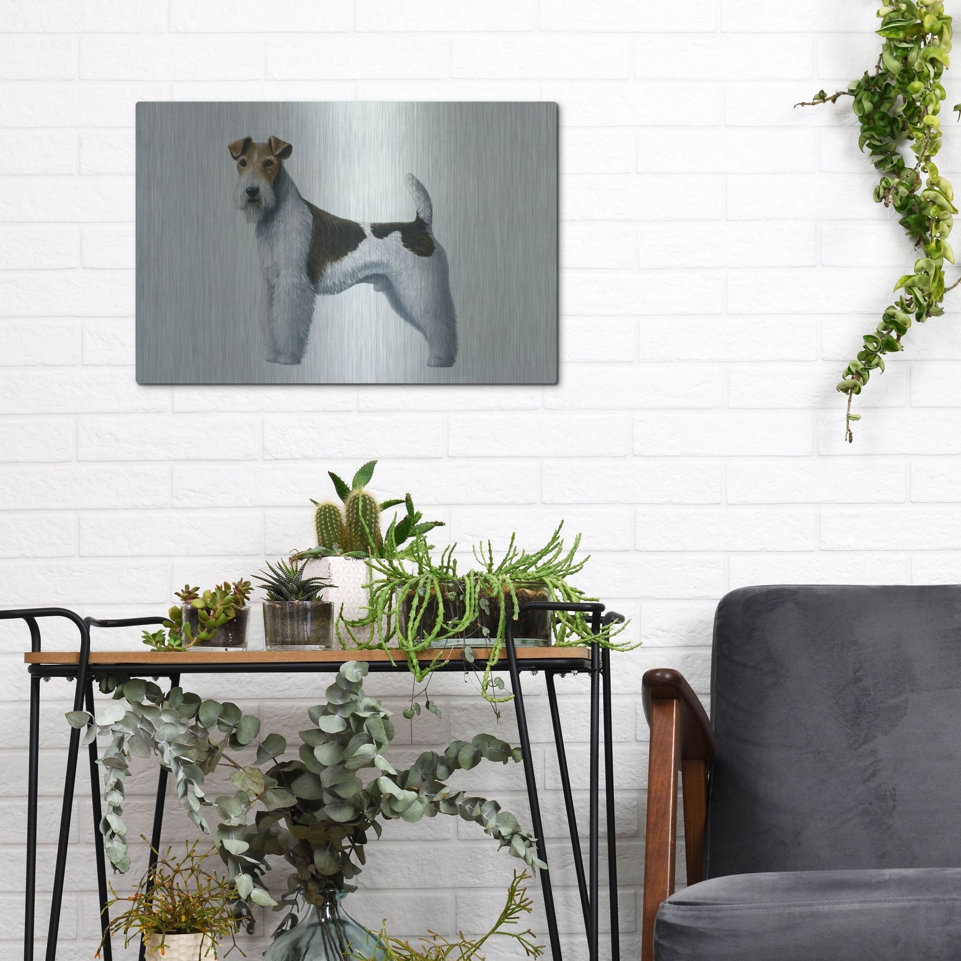 Luxe Metal Art 'Fox Terrier' by Harro Maass, Metal Wall Art,16x12