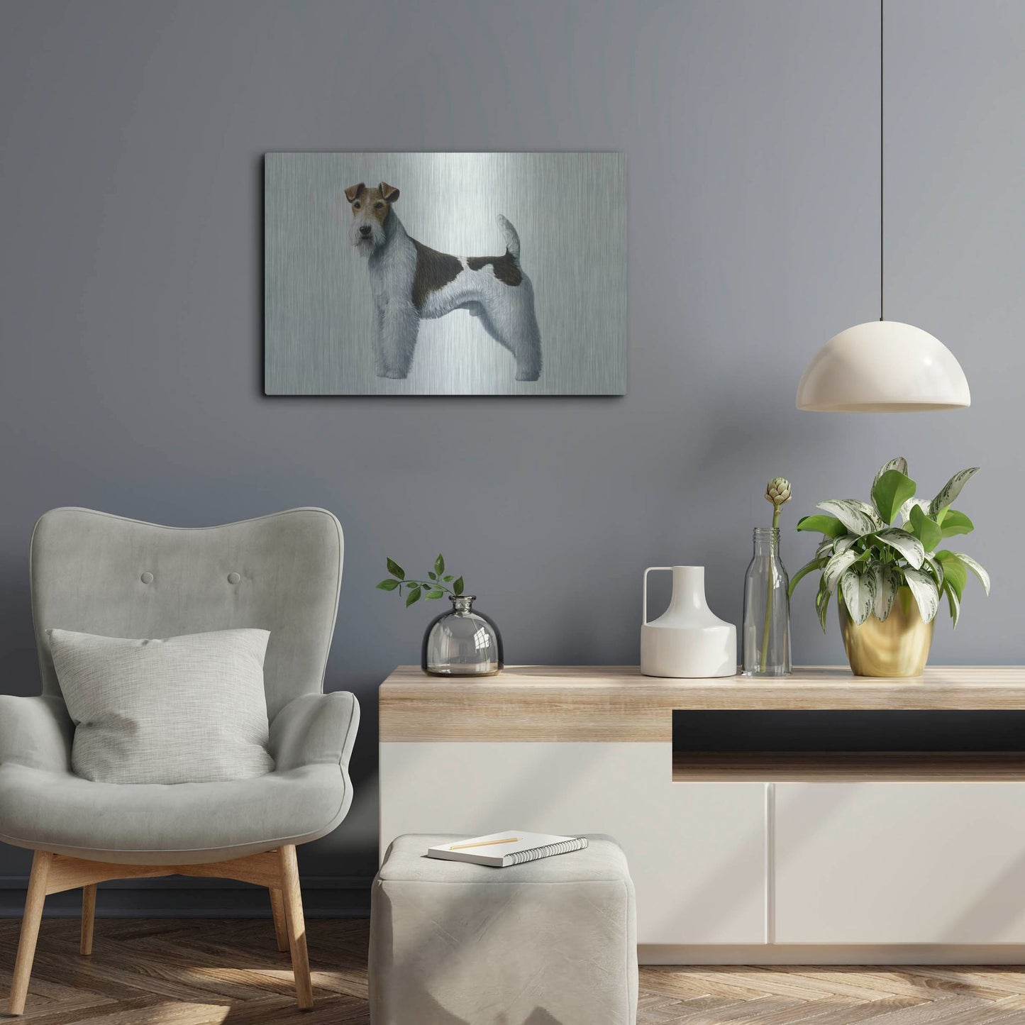 Luxe Metal Art 'Fox Terrier' by Harro Maass, Metal Wall Art,24x16