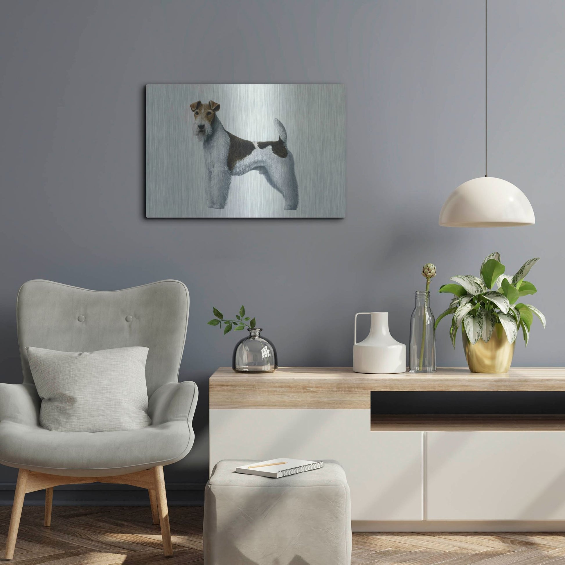 Luxe Metal Art 'Fox Terrier' by Harro Maass, Metal Wall Art,24x16