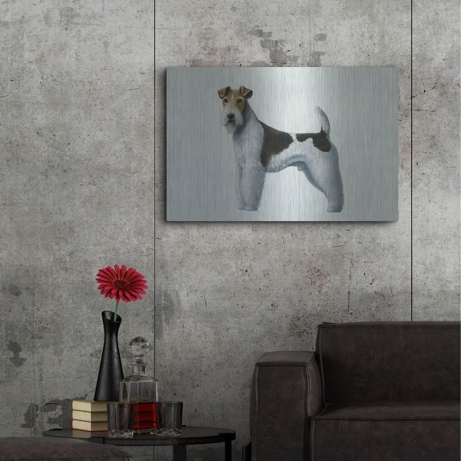 Luxe Metal Art 'Fox Terrier' by Harro Maass, Metal Wall Art,36x24