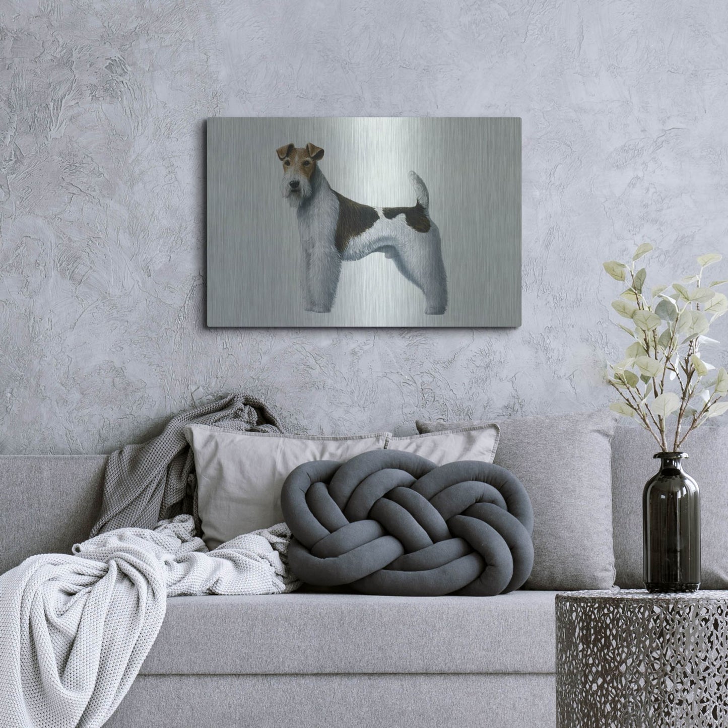 Luxe Metal Art 'Fox Terrier' by Harro Maass, Metal Wall Art,36x24