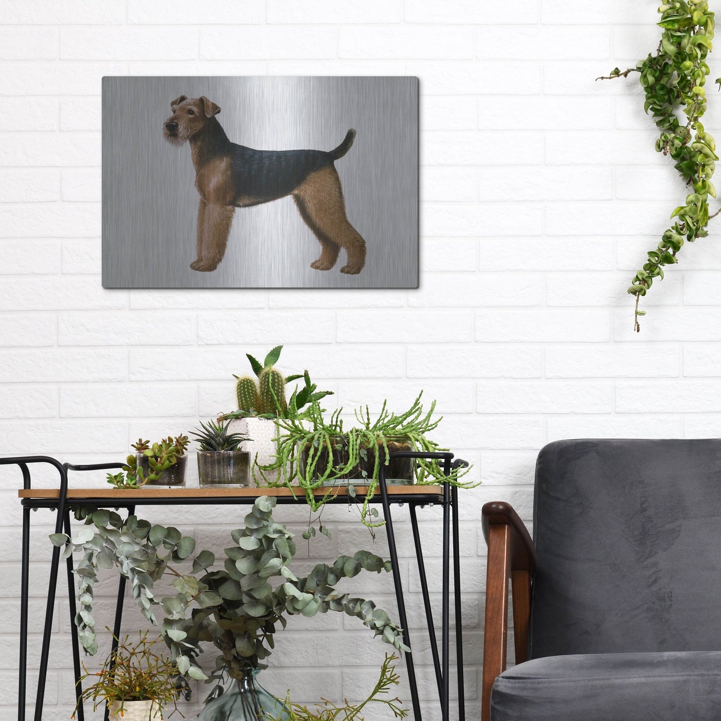 Luxe Metal Art 'Airdale Terrier' by Harro Maass, Metal Wall Art,16x12