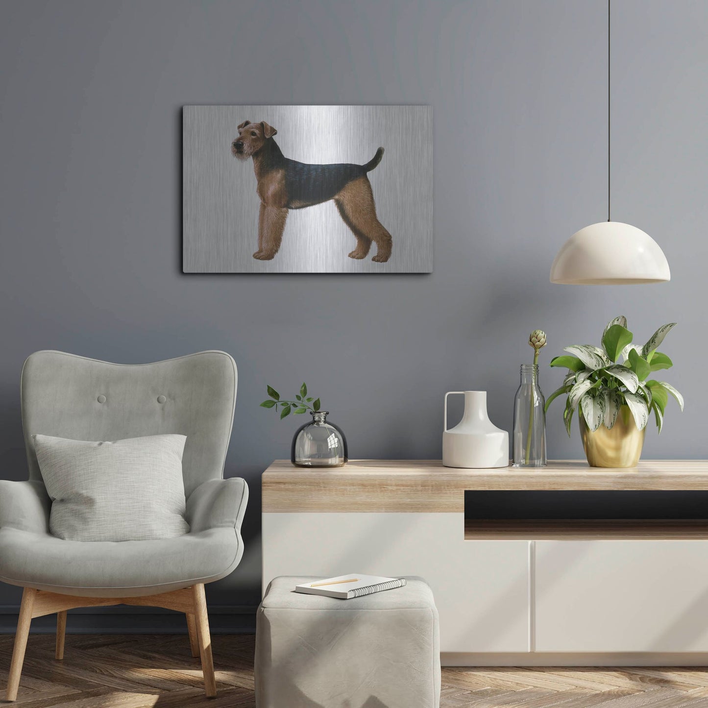 Luxe Metal Art 'Airdale Terrier' by Harro Maass, Metal Wall Art,24x16