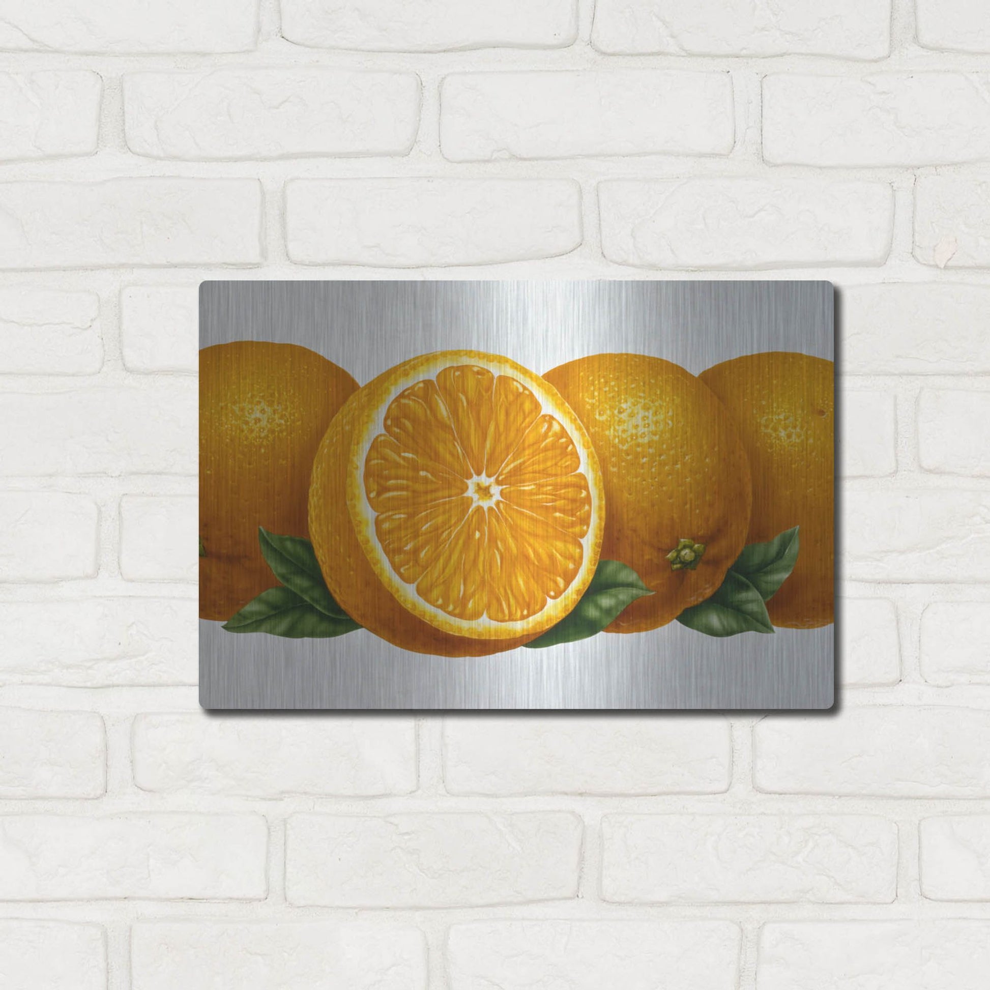 Luxe Metal Art 'Oranges' by Harro Maass, Metal Wall Art,16x12