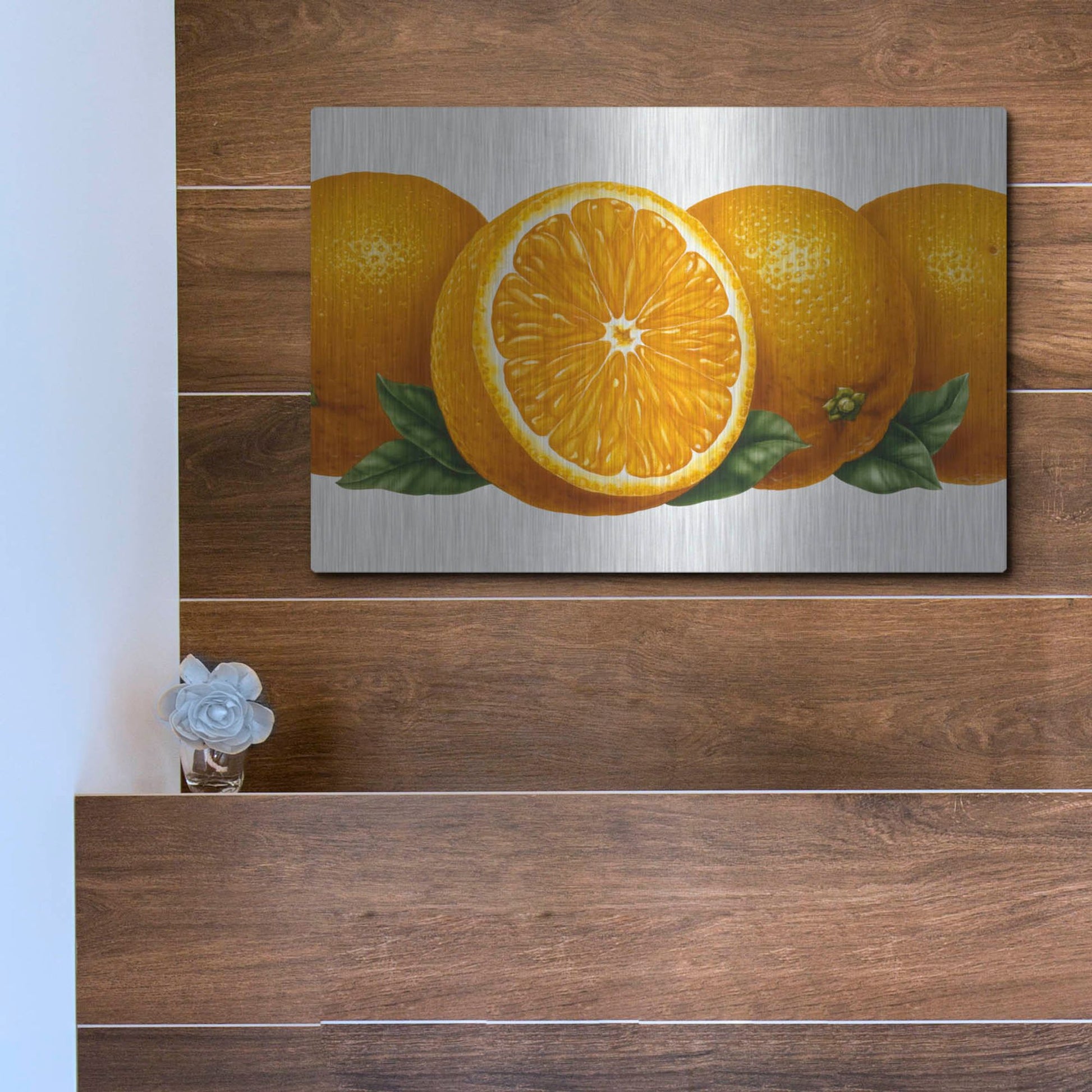 Luxe Metal Art 'Oranges' by Harro Maass, Metal Wall Art,16x12