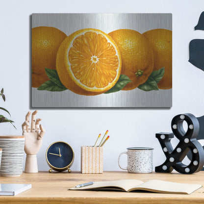 Luxe Metal Art 'Oranges' by Harro Maass, Metal Wall Art,16x12
