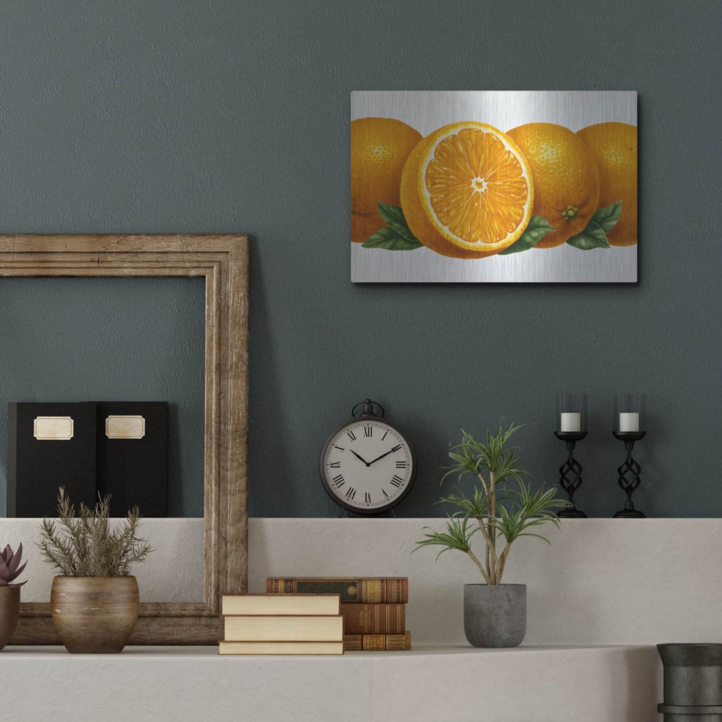 Luxe Metal Art 'Oranges' by Harro Maass, Metal Wall Art,16x12