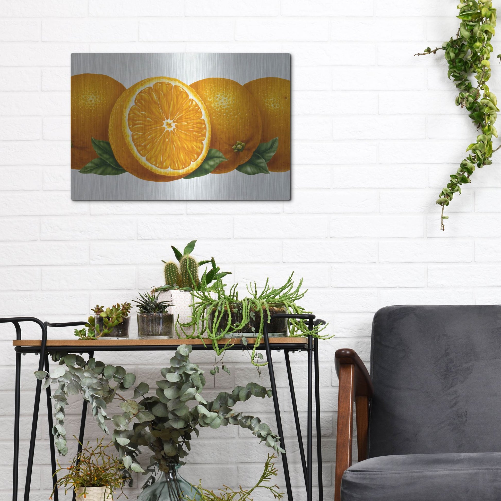 Luxe Metal Art 'Oranges' by Harro Maass, Metal Wall Art,16x12