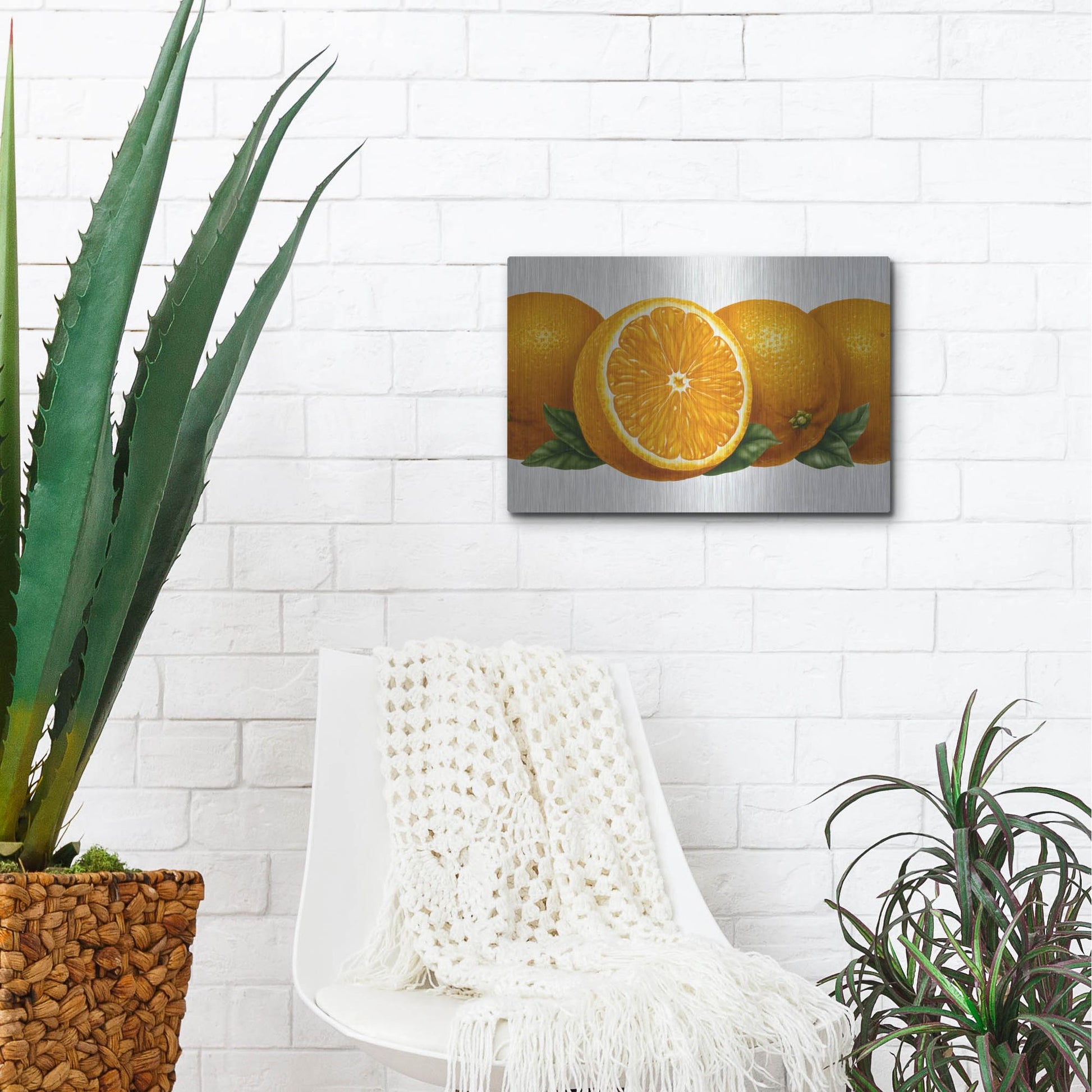 Luxe Metal Art 'Oranges' by Harro Maass, Metal Wall Art,16x12