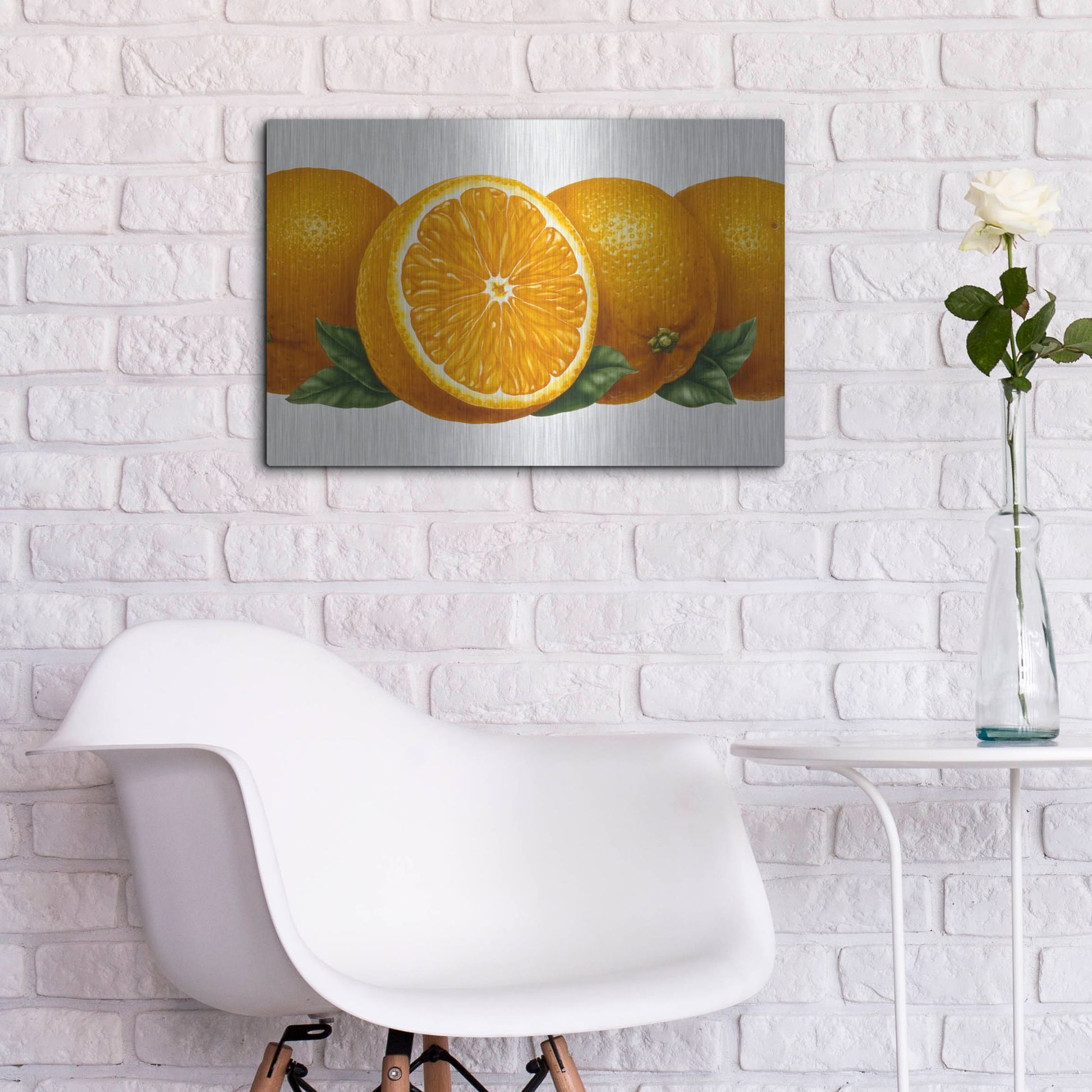 Luxe Metal Art 'Oranges' by Harro Maass, Metal Wall Art,24x16