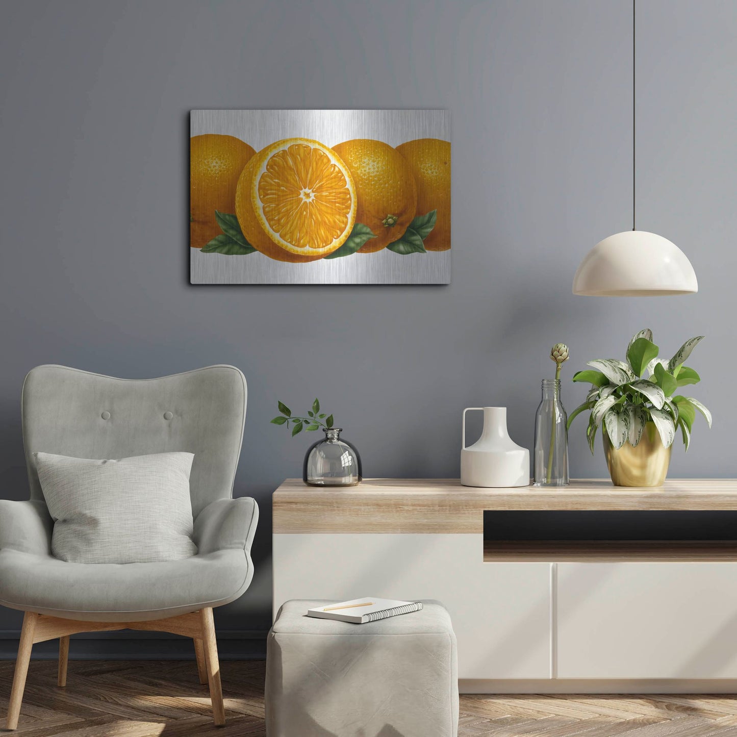 Luxe Metal Art 'Oranges' by Harro Maass, Metal Wall Art,24x16