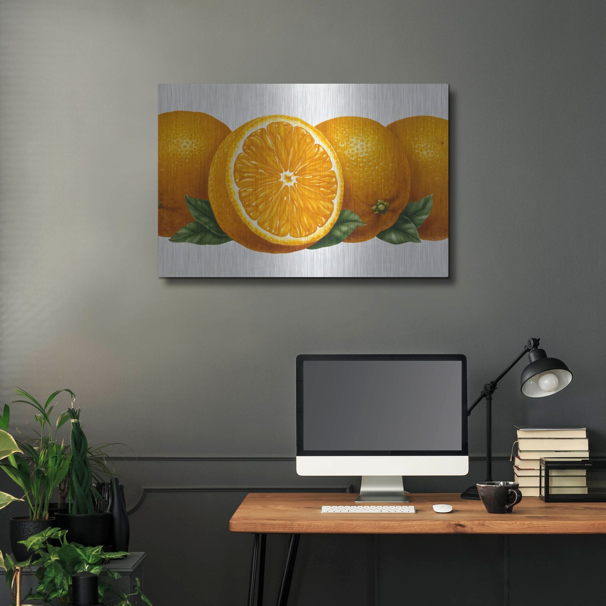 Luxe Metal Art 'Oranges' by Harro Maass, Metal Wall Art,36x24