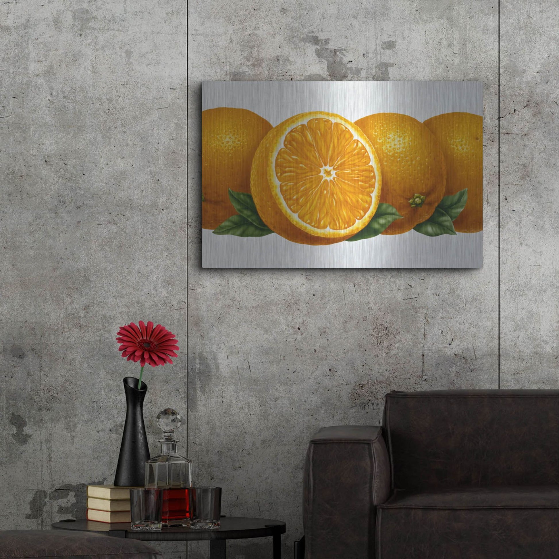 Luxe Metal Art 'Oranges' by Harro Maass, Metal Wall Art,36x24
