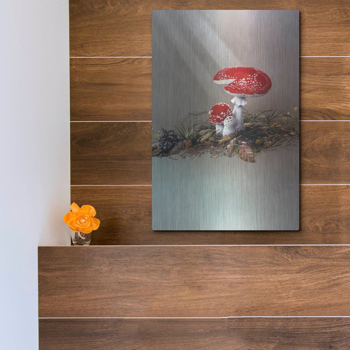 Luxe Metal Art 'Mushrooms' by Harro Maass, Metal Wall Art,12x16