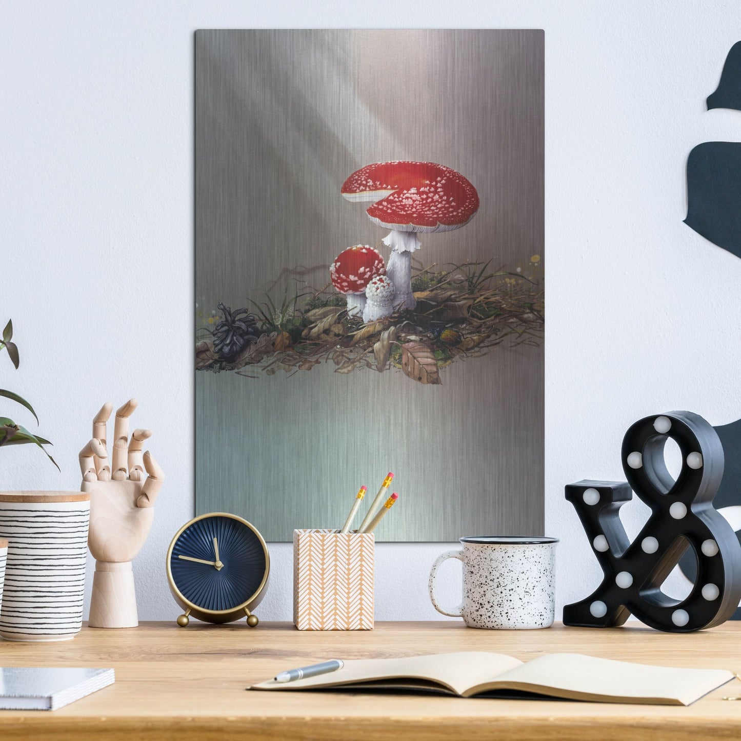 Luxe Metal Art 'Mushrooms' by Harro Maass, Metal Wall Art,12x16