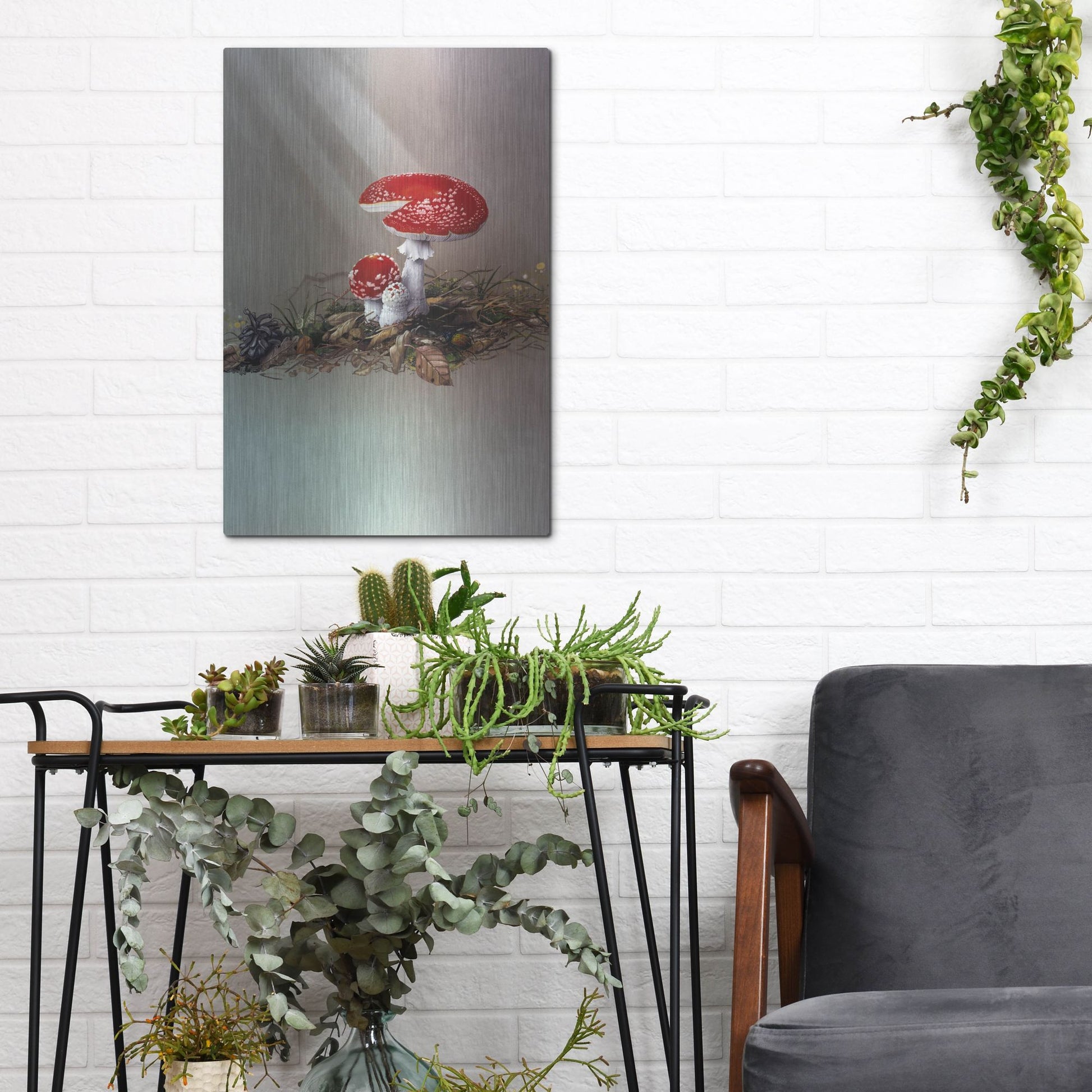 Luxe Metal Art 'Mushrooms' by Harro Maass, Metal Wall Art,12x16