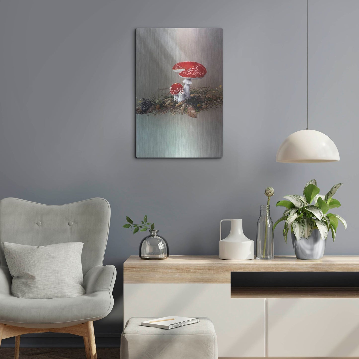 Luxe Metal Art 'Mushrooms' by Harro Maass, Metal Wall Art,16x24