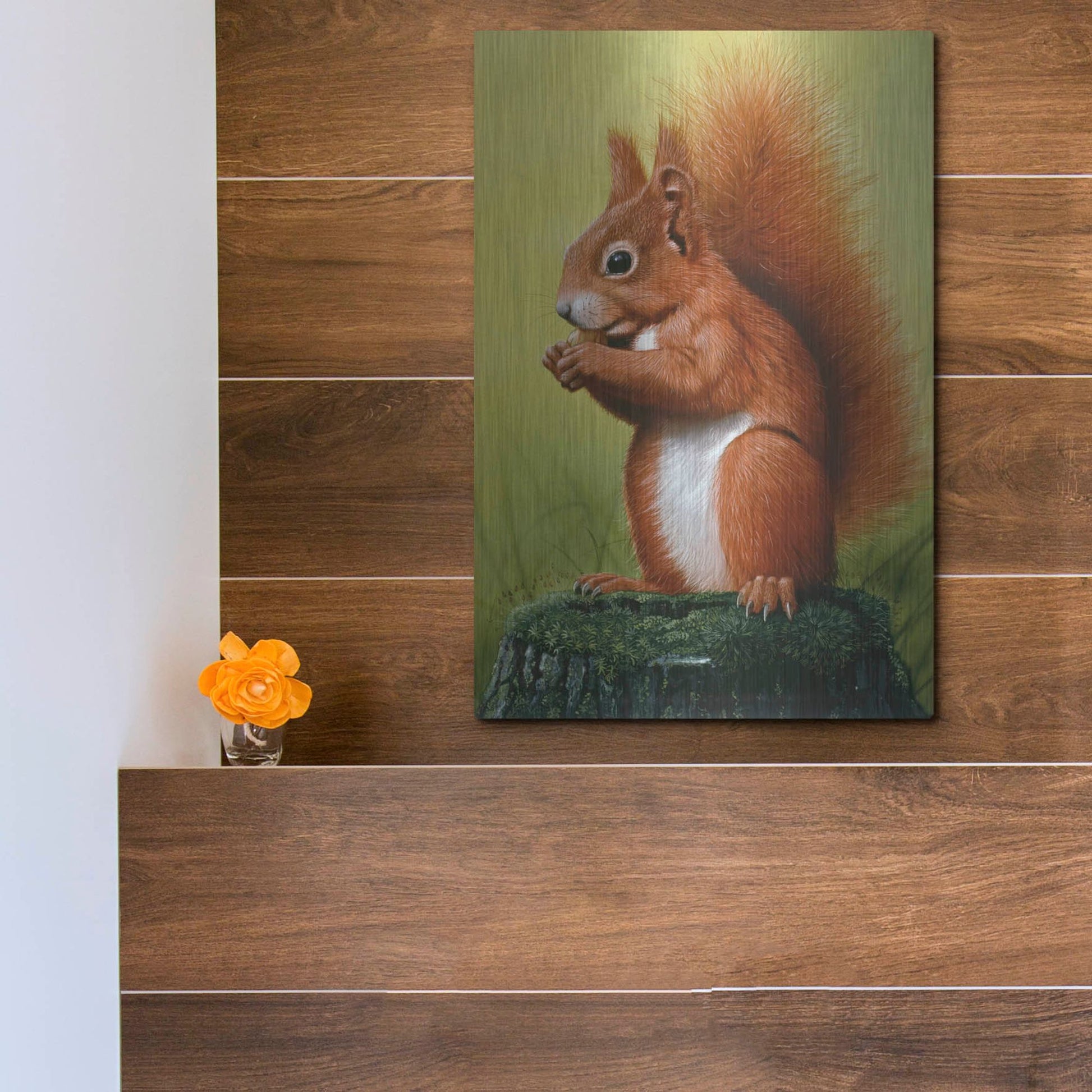 Luxe Metal Art 'Red Squirrel' by Harro Maass, Metal Wall Art,12x16