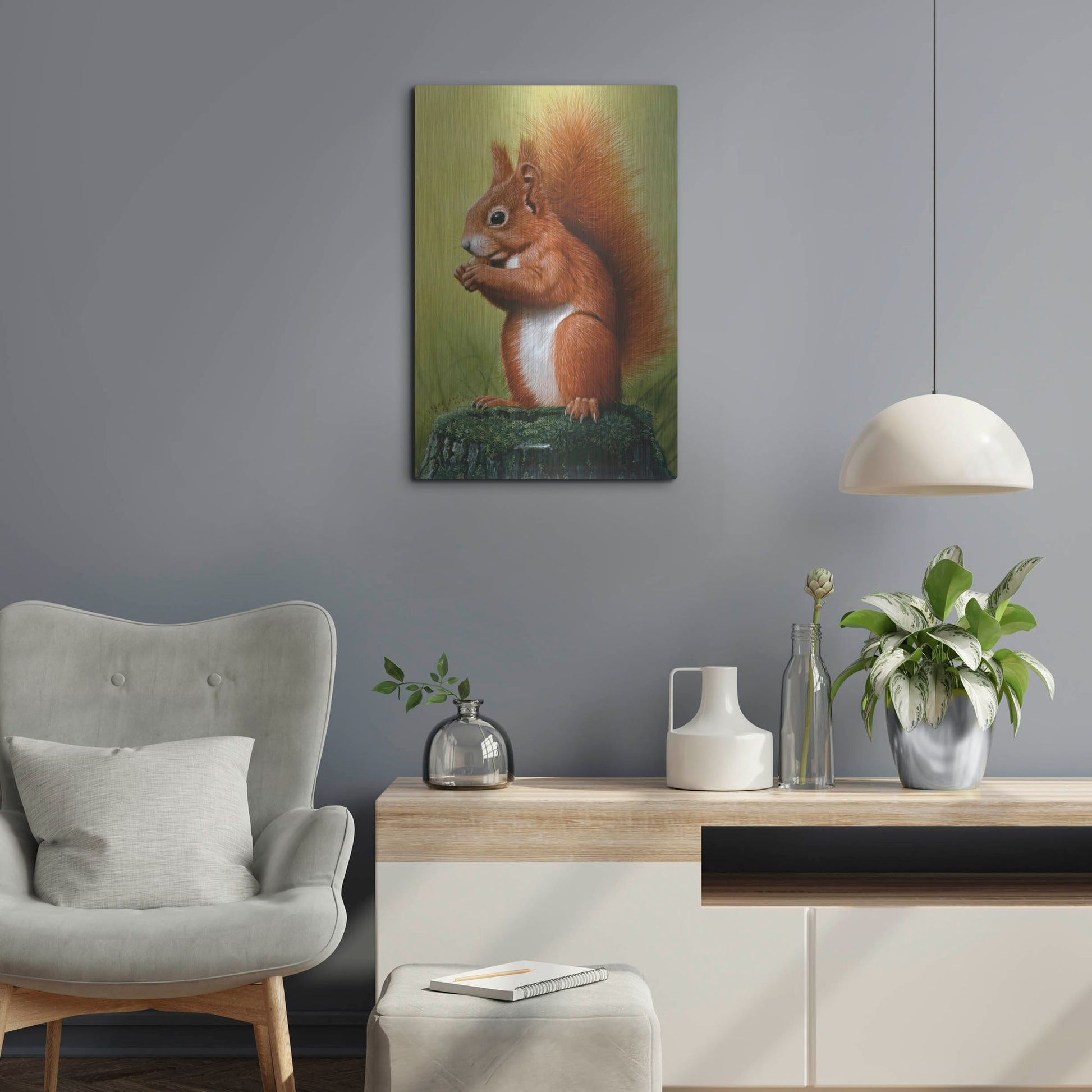 Luxe Metal Art 'Red Squirrel' by Harro Maass, Metal Wall Art,16x24