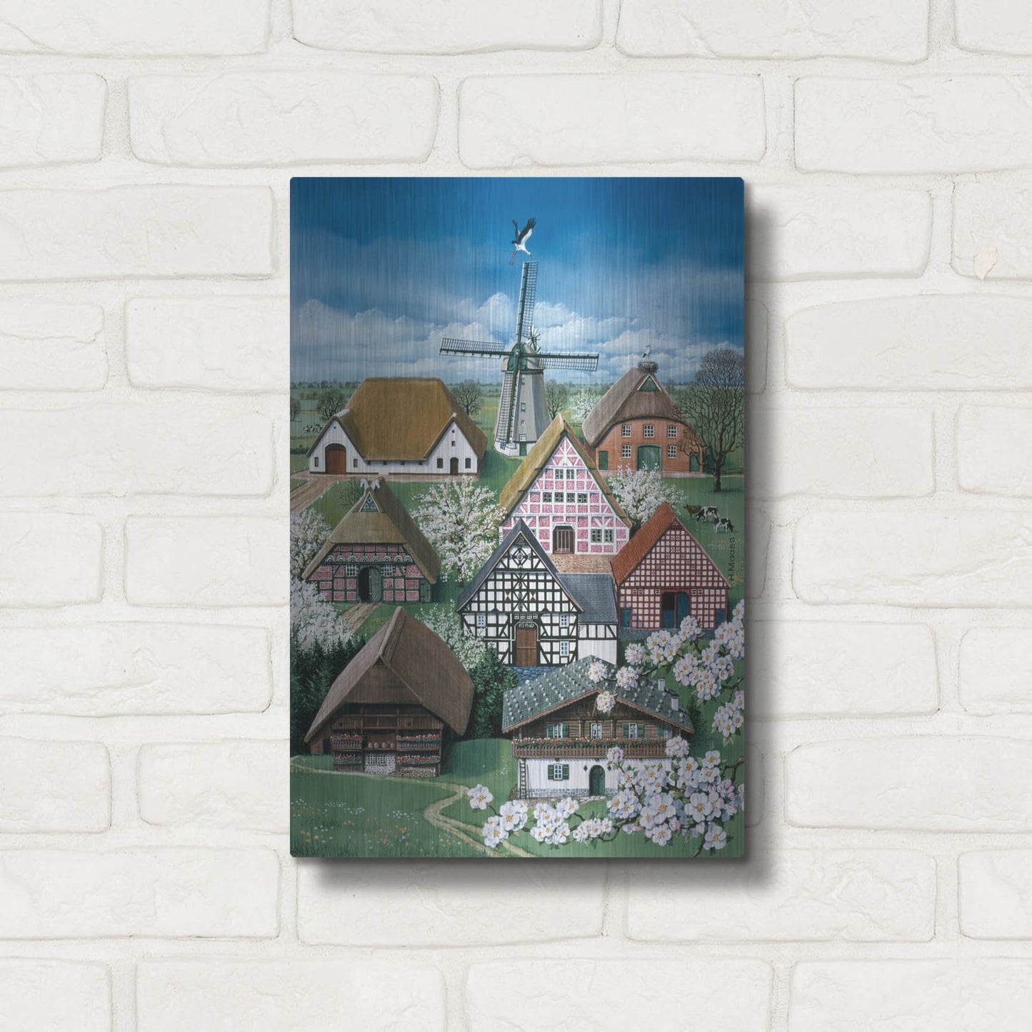 Luxe Metal Art 'German Farmhouses' by Harro Maass, Metal Wall Art,12x16