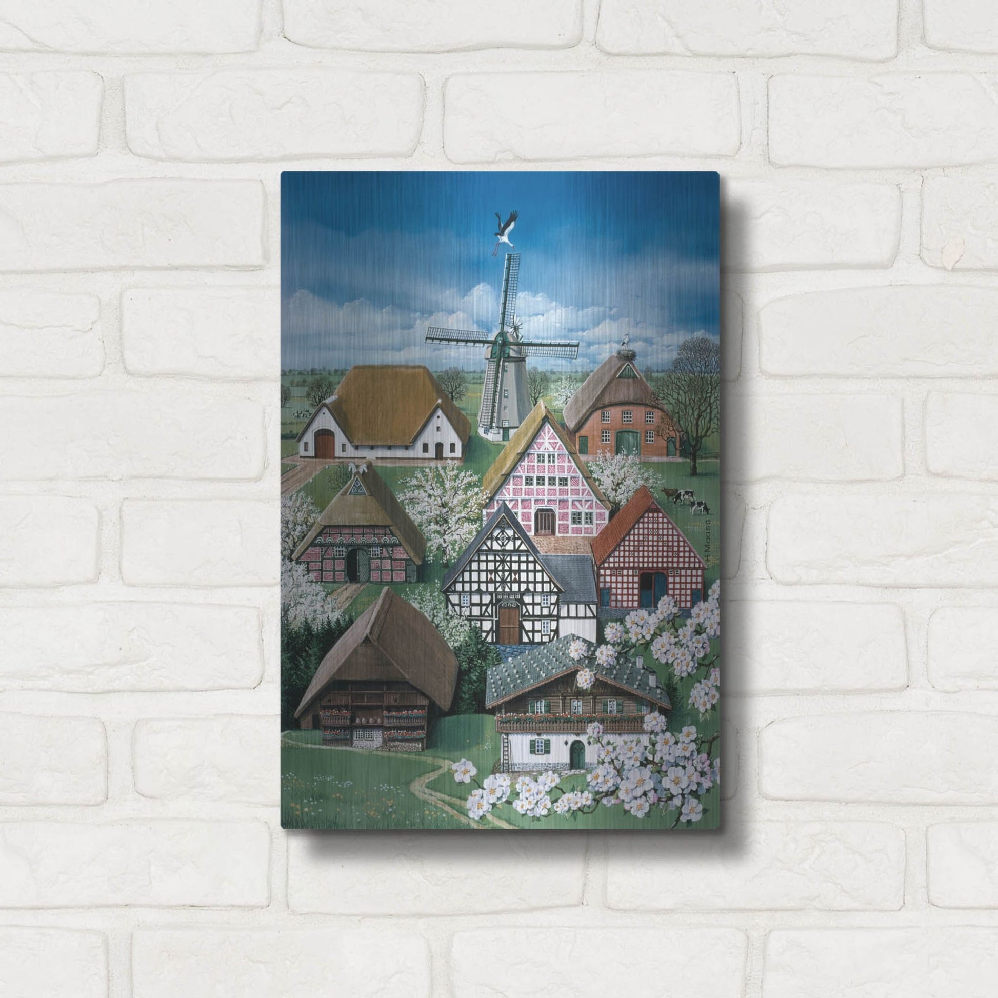 Luxe Metal Art 'German Farmhouses' by Harro Maass, Metal Wall Art,12x16