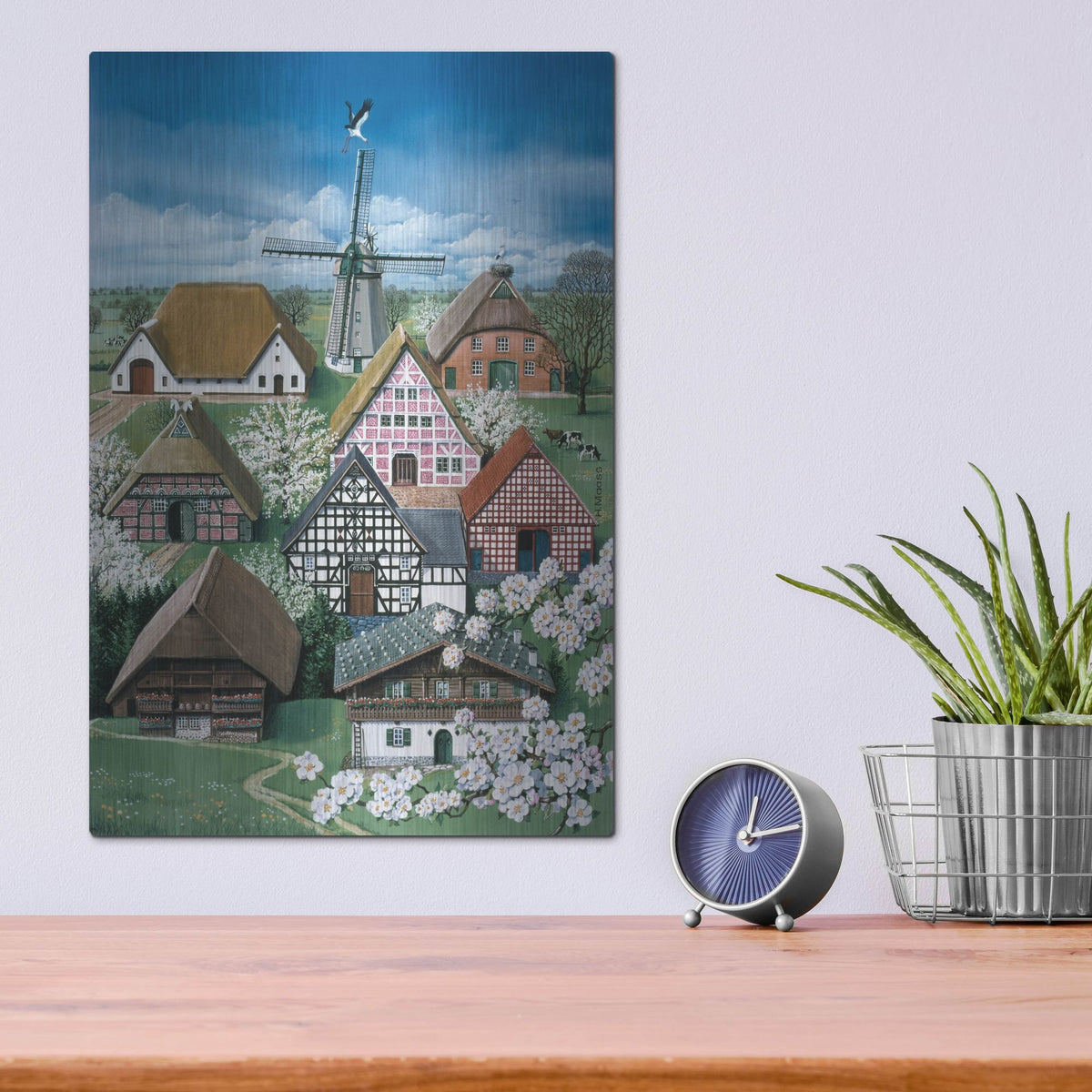Luxe Metal Art 'German Farmhouses' by Harro Maass, Metal Wall Art,12x16
