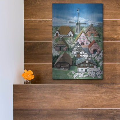 Luxe Metal Art 'German Farmhouses' by Harro Maass, Metal Wall Art,12x16