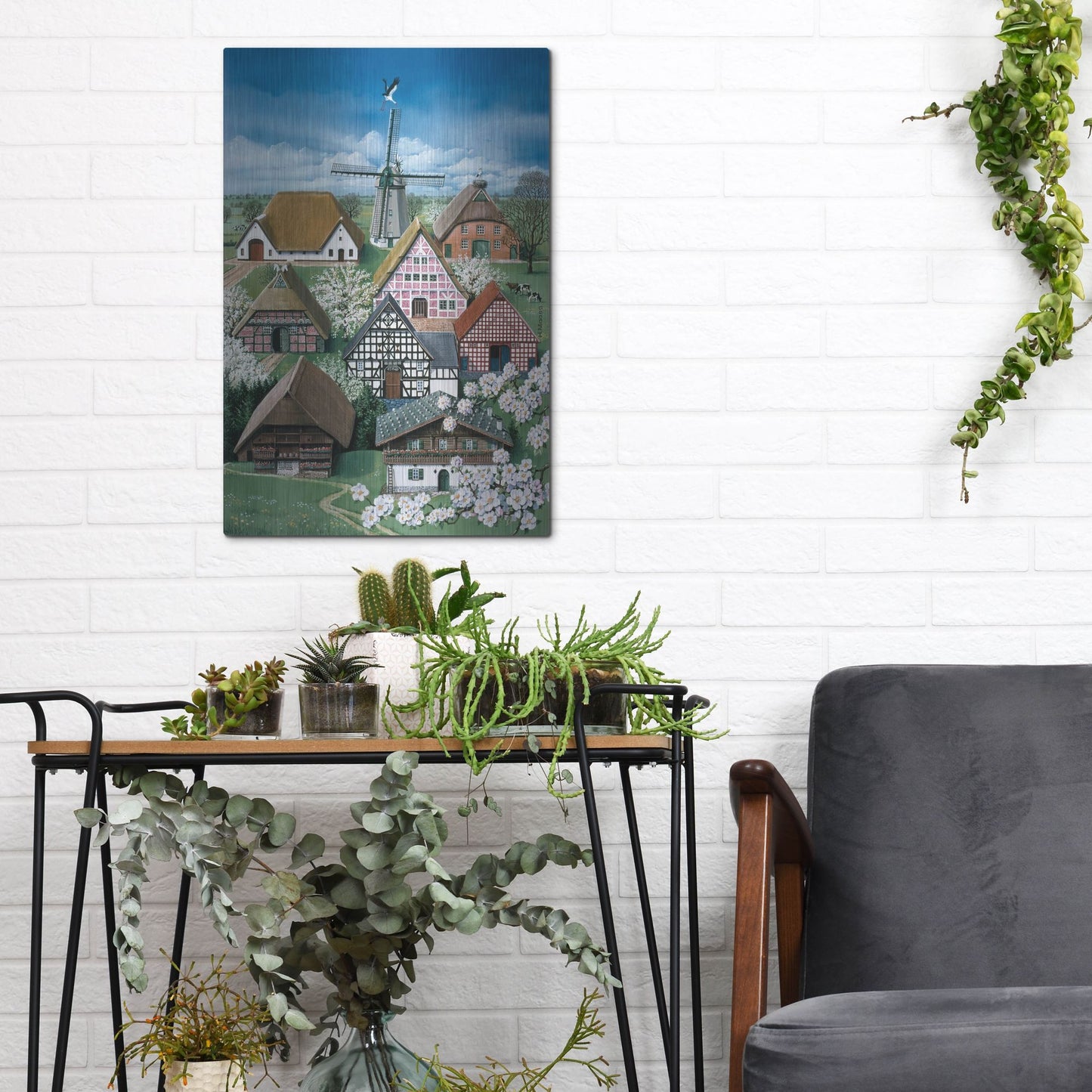 Luxe Metal Art 'German Farmhouses' by Harro Maass, Metal Wall Art,12x16