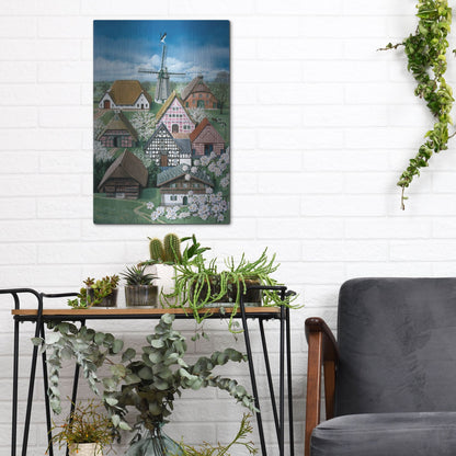 Luxe Metal Art 'German Farmhouses' by Harro Maass, Metal Wall Art,12x16