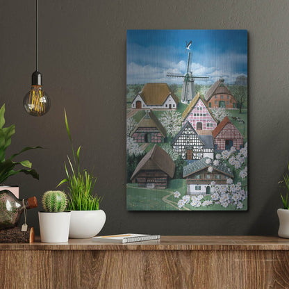 Luxe Metal Art 'German Farmhouses' by Harro Maass, Metal Wall Art,12x16